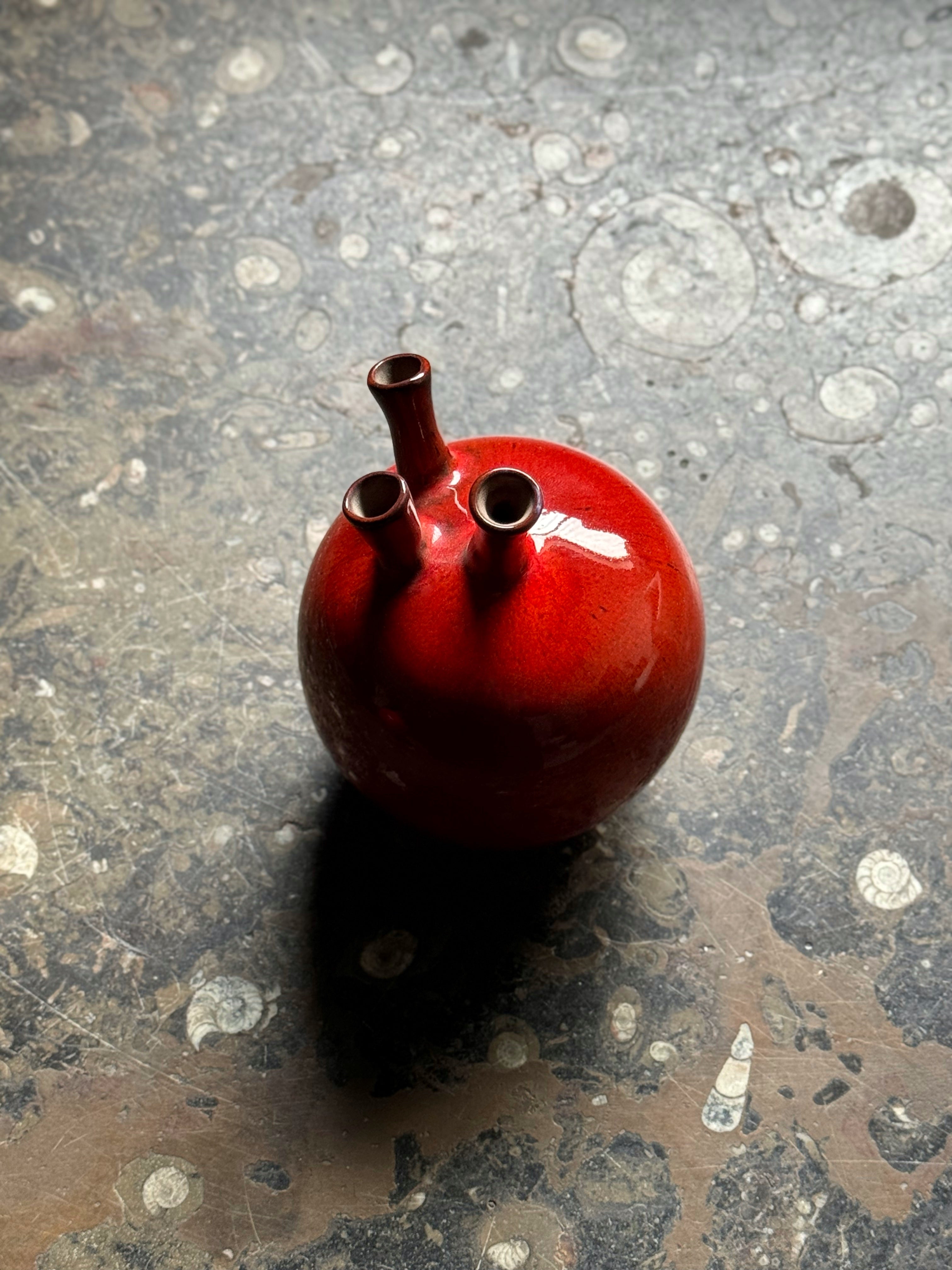 Red-Glazed Tapered Vase by Roger Vandeweghe for Amphora, Belgium 1960s