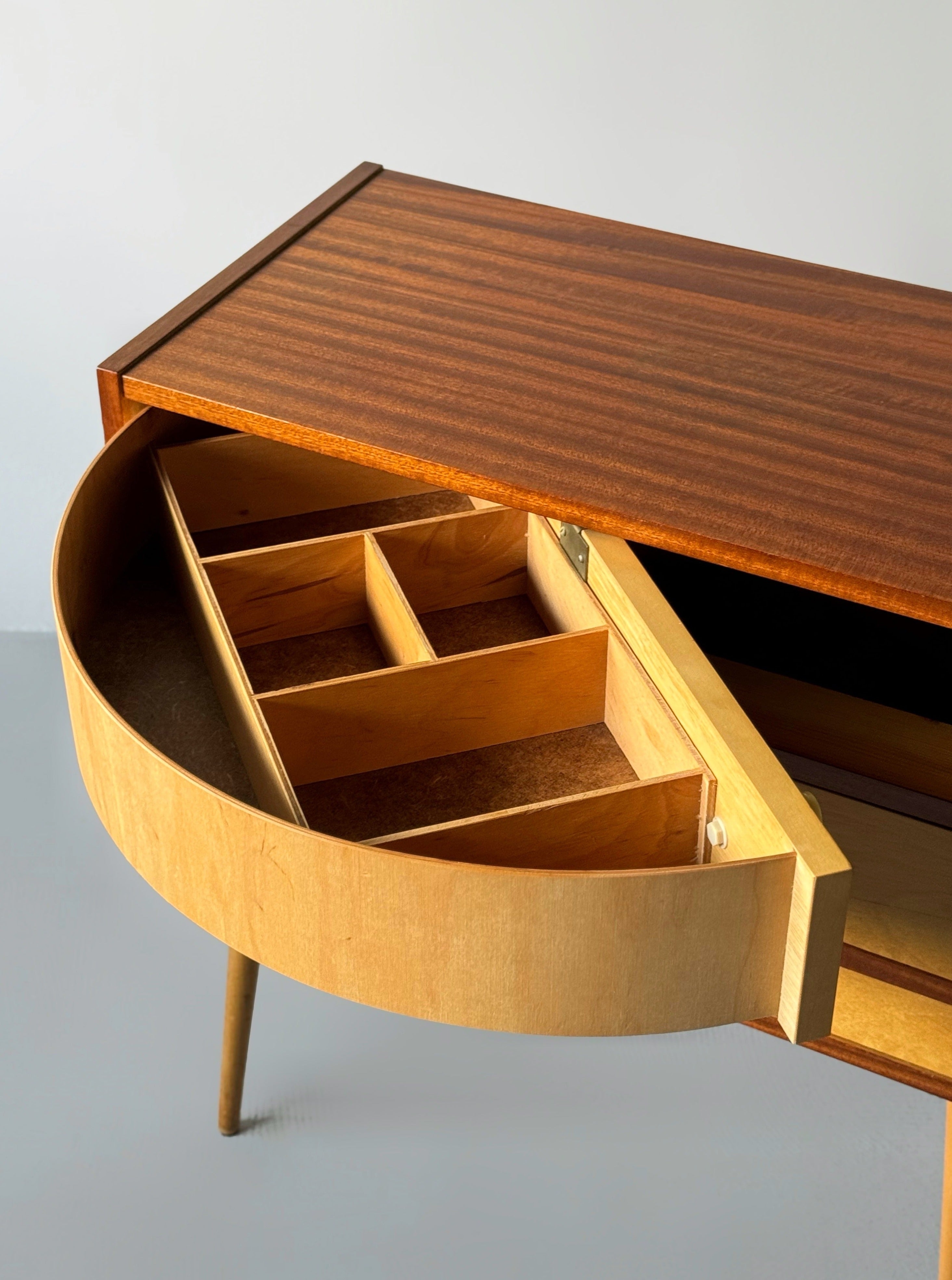 Midcentury Modern Sewing Box with swivel drawer storage, 1960s