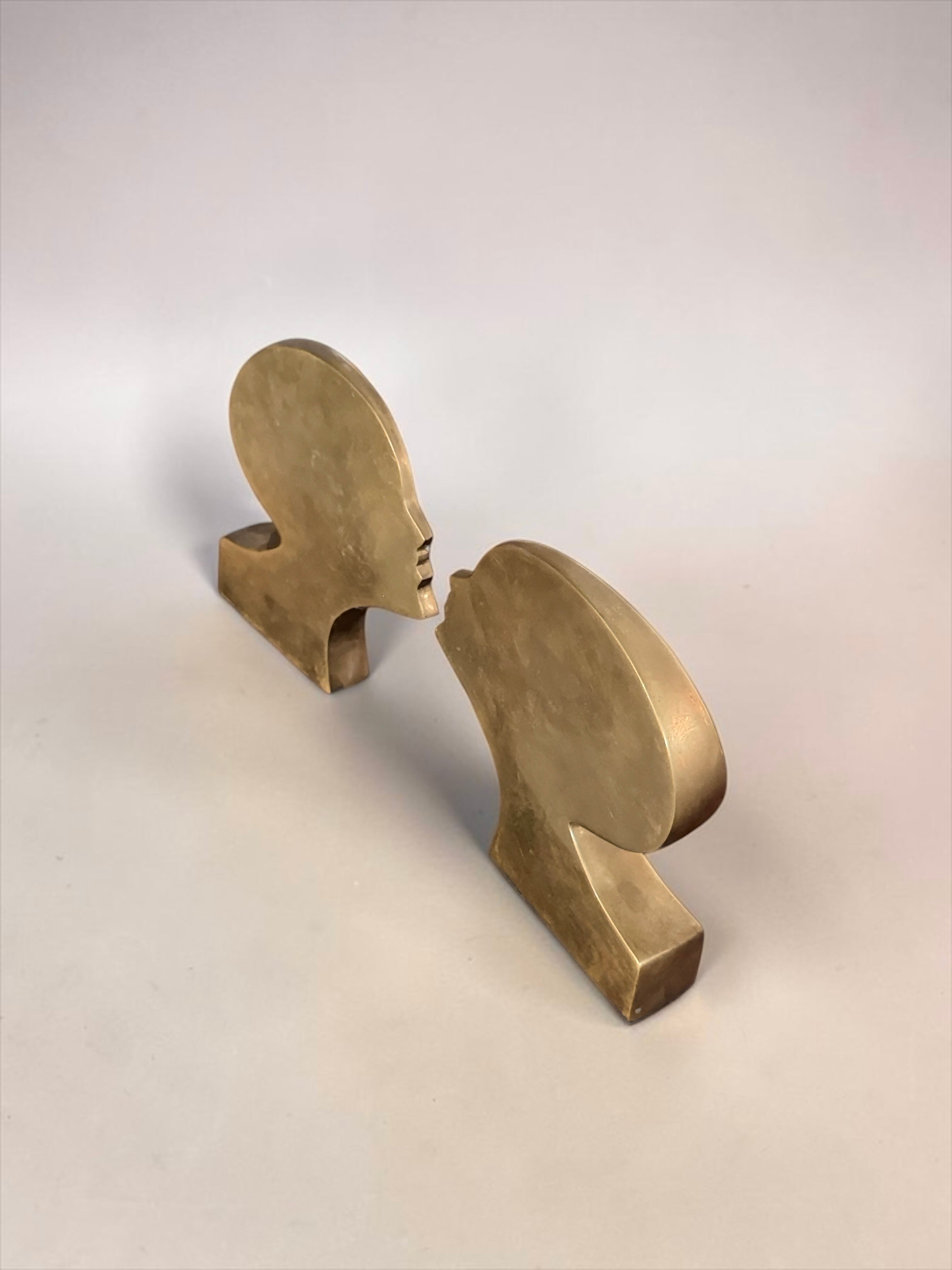 Pair of Sculptural Brass Profile Bookends