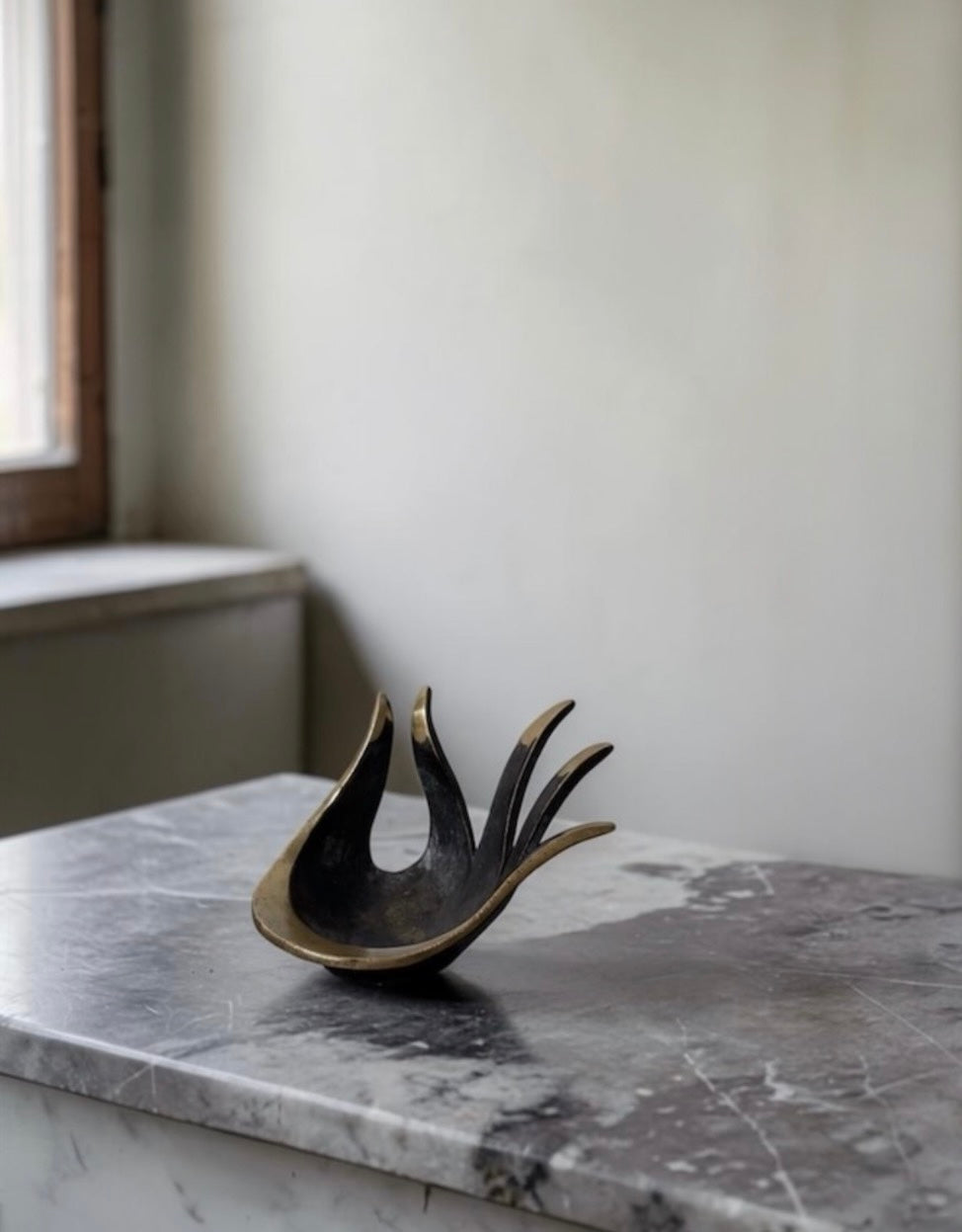 Sculptural Brass Hand Bowl by Walter Bosse for Herta Baller, Austria, 1950s