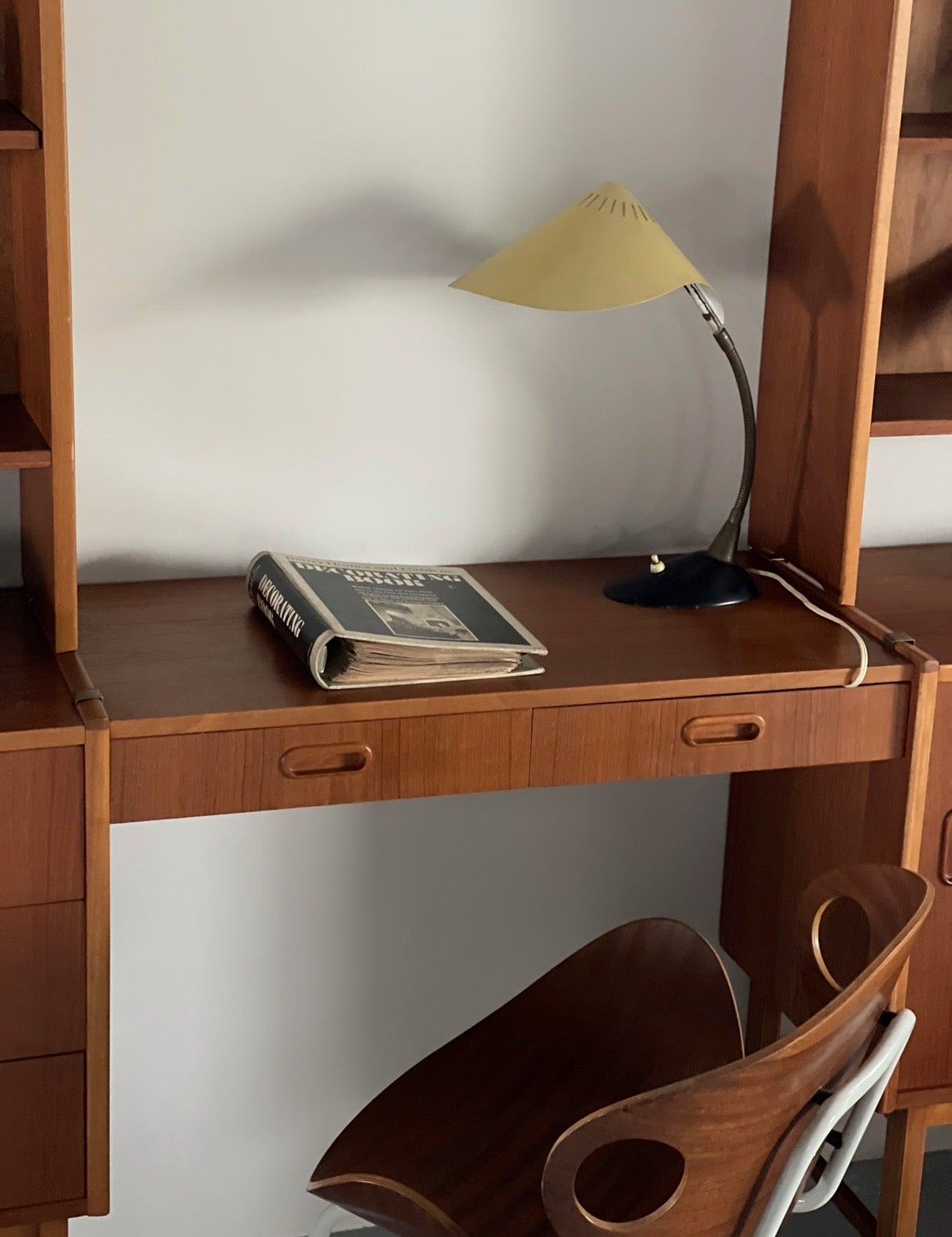 Swedish Bookcase system with desk in teak