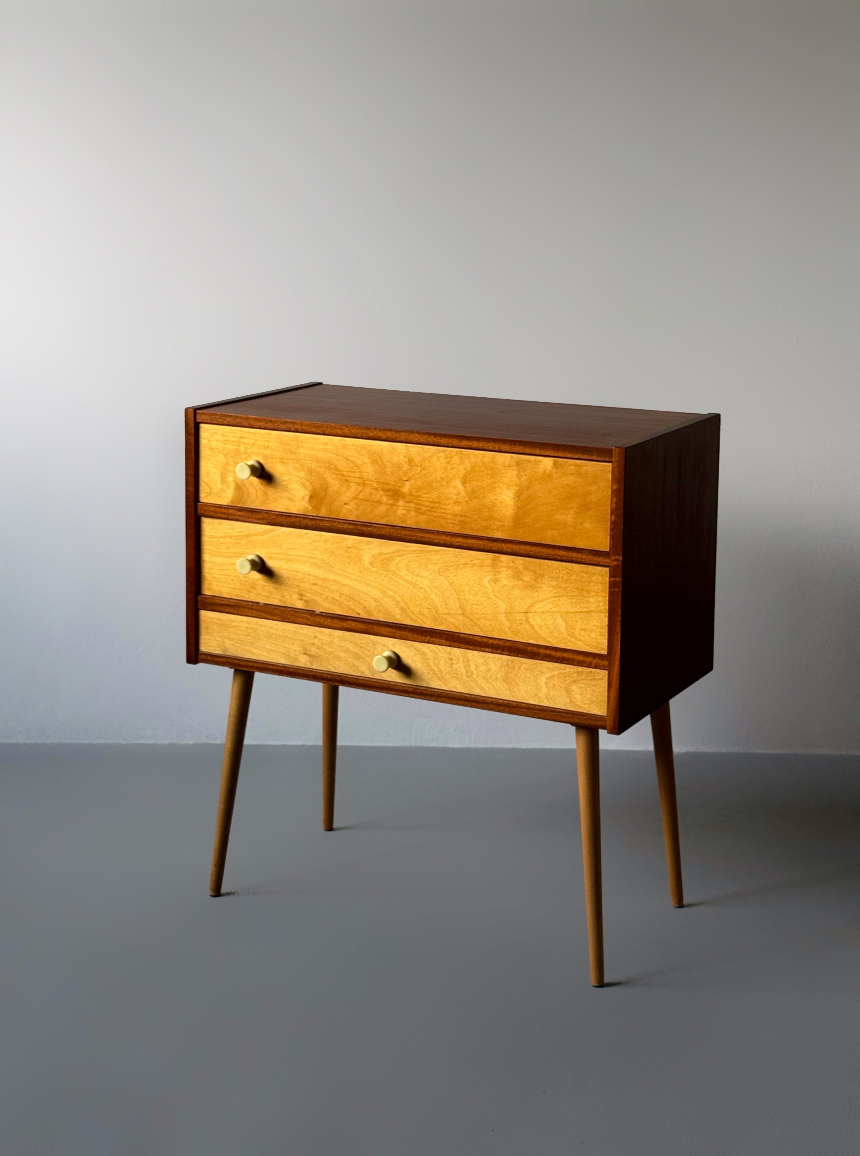 Midcentury Modern Sewing Box with swivel drawer storage, 1960s