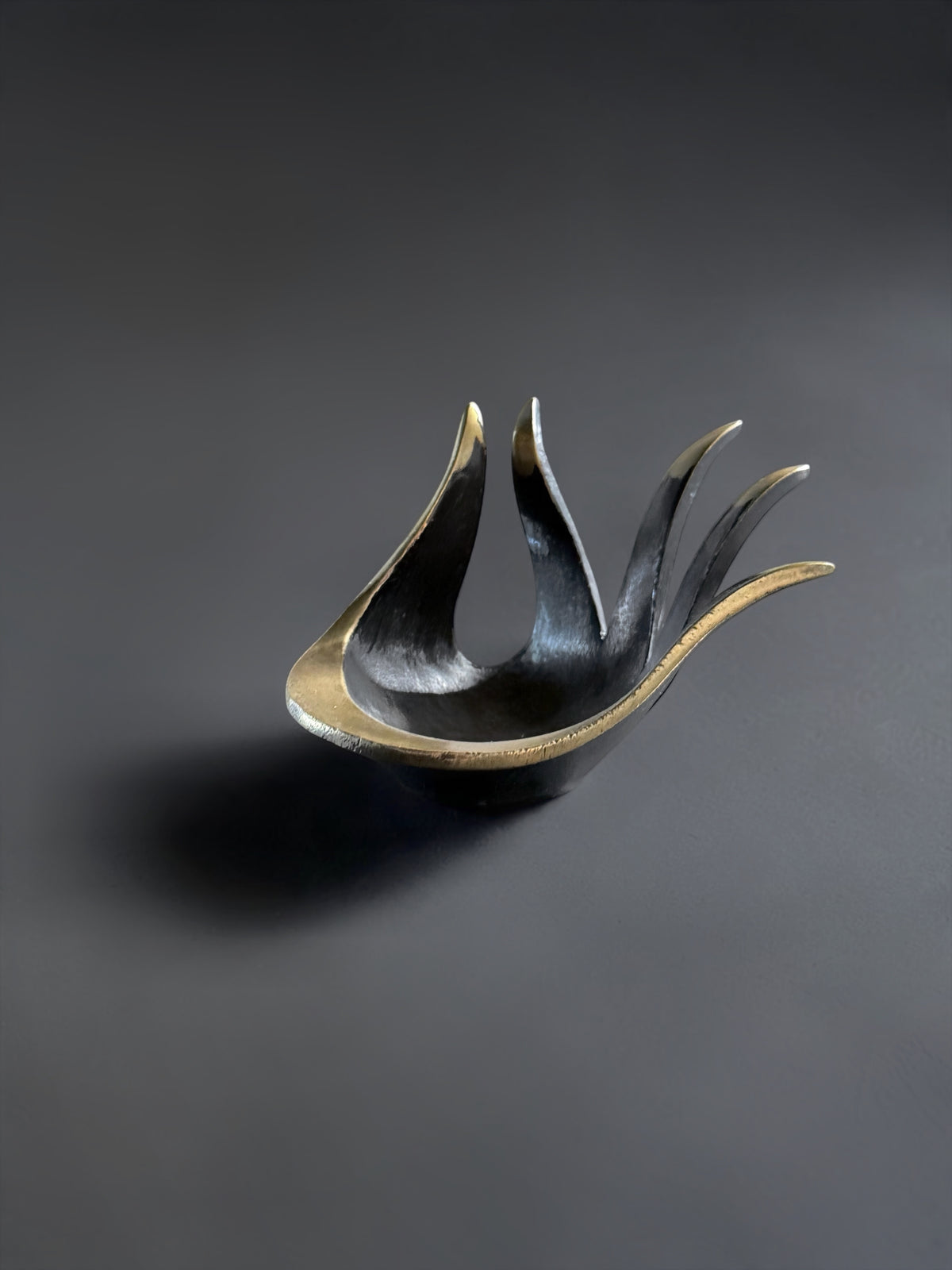 Sculptural Brass Hand Bowl by Walter Bosse for Herta Baller, Austria, 1950s