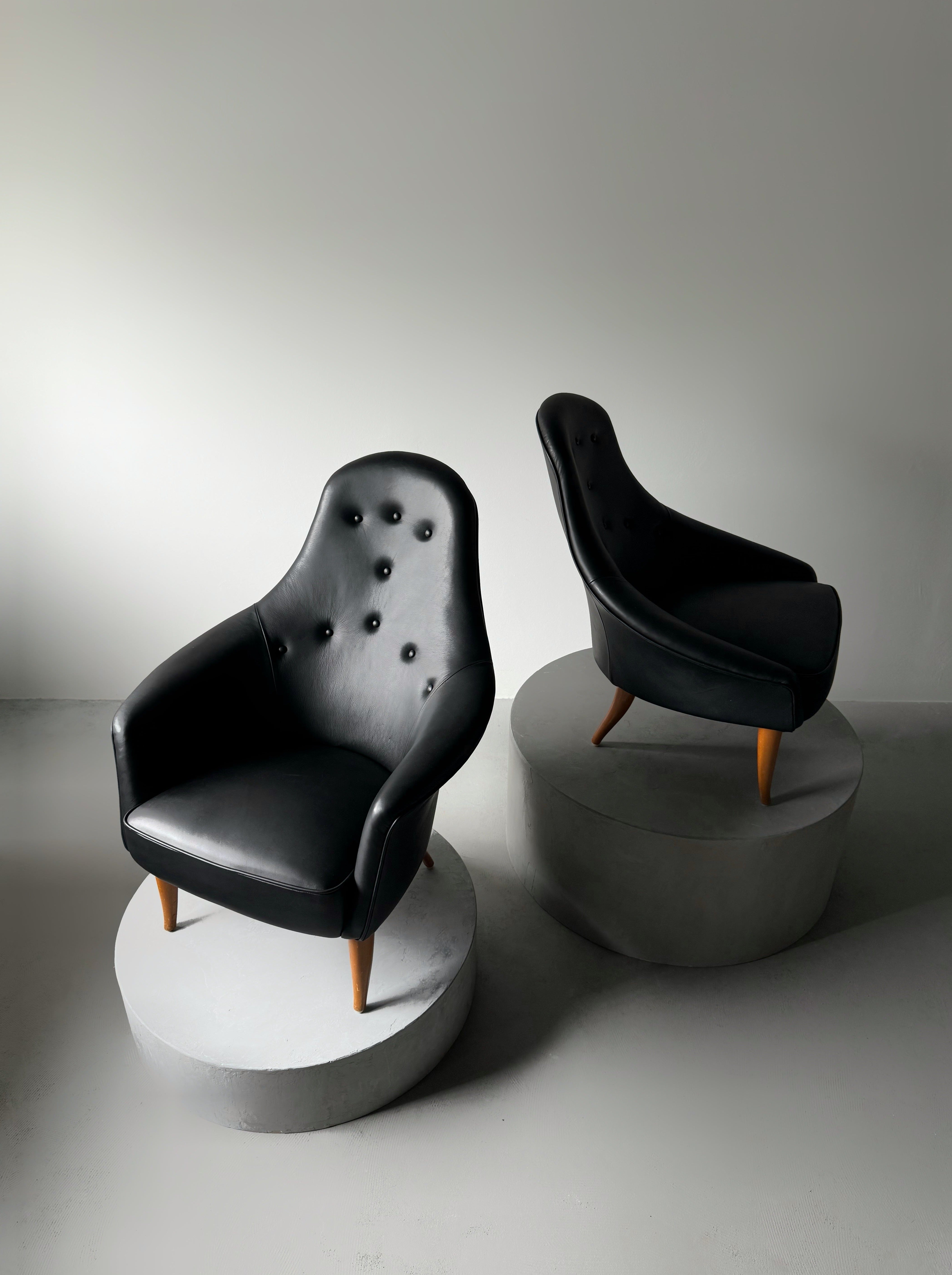Pair of Little Adam and Little Eva armchairs by Kerstin Hörlin-Holmquist for Nordiska Kompaniet