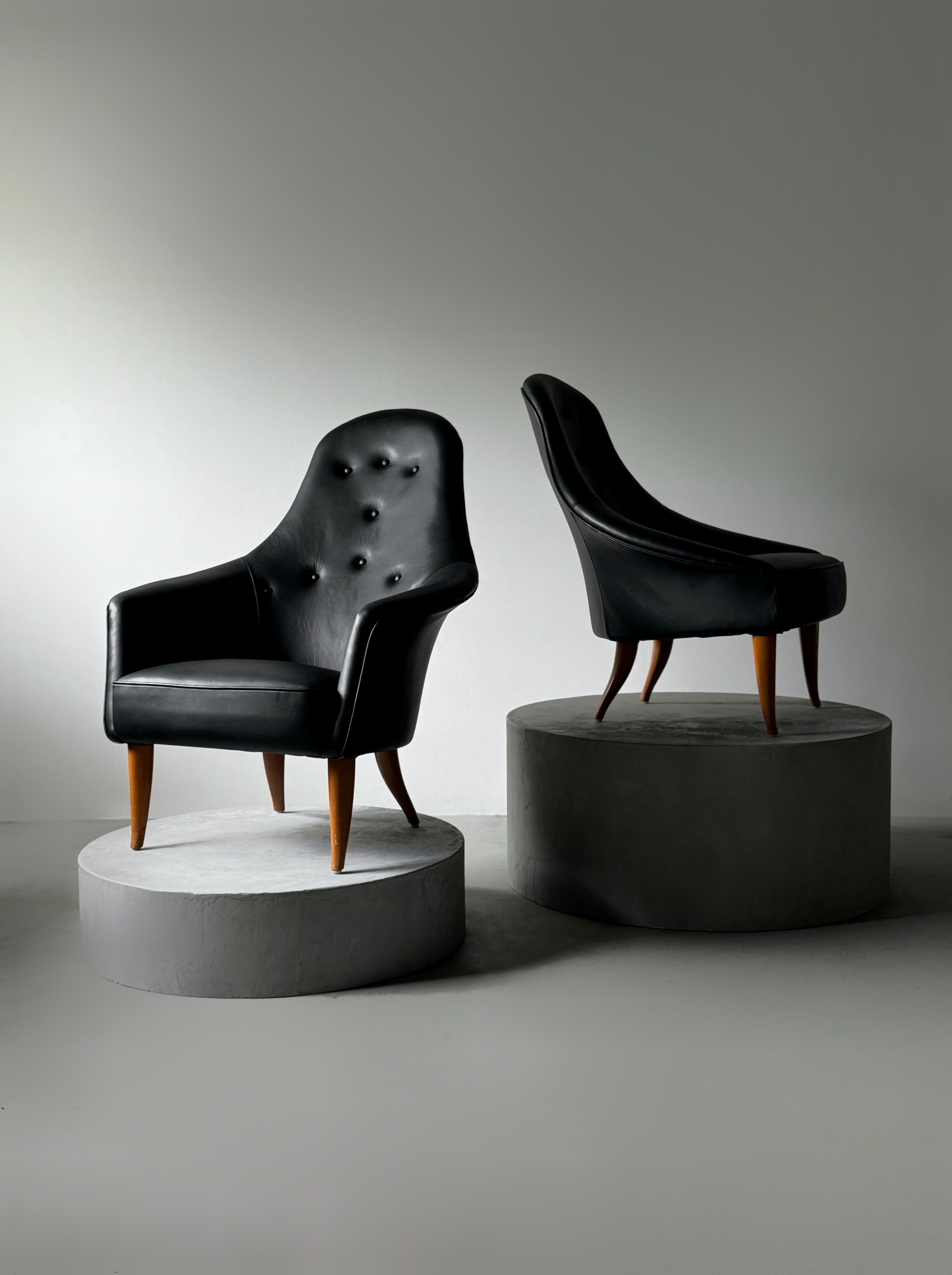 Pair of Little Adam and Little Eva armchairs by Kerstin Hörlin-Holmquist for Nordiska Kompaniet