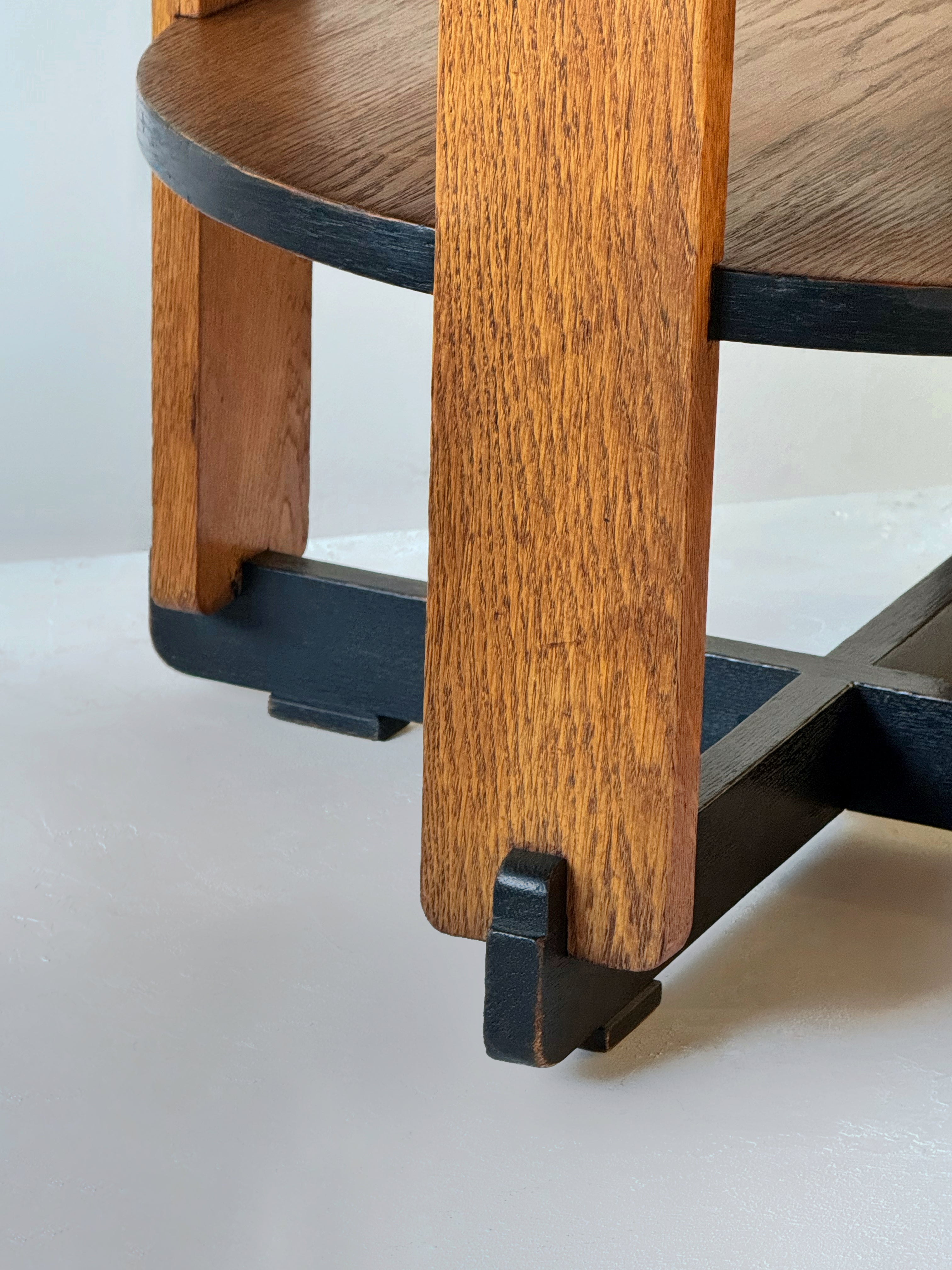 Oak Art Deco Modernist Side Table by Jan Brunott, Netherlands 1920s