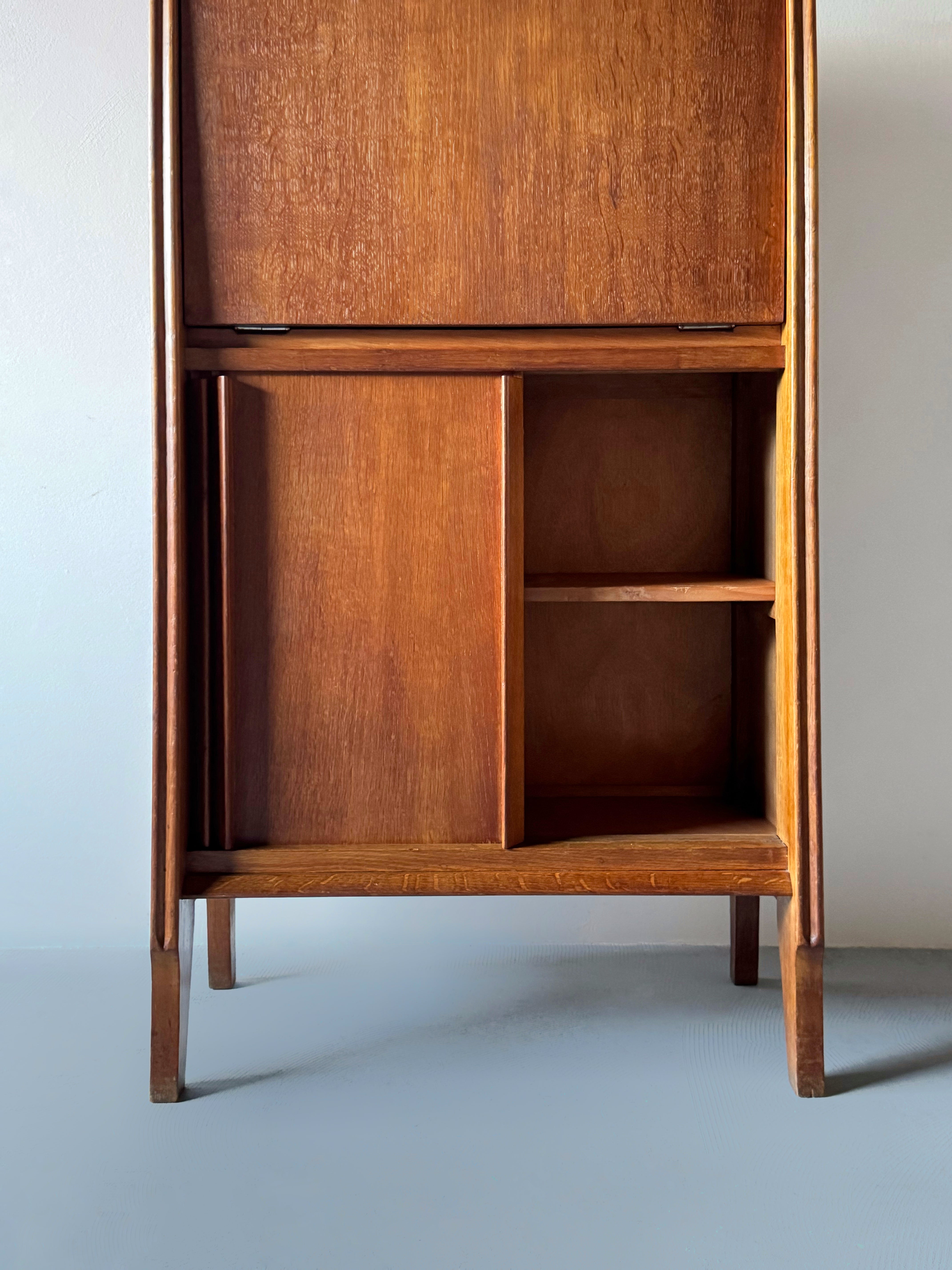 Oak secretary cabinet, France 1950s