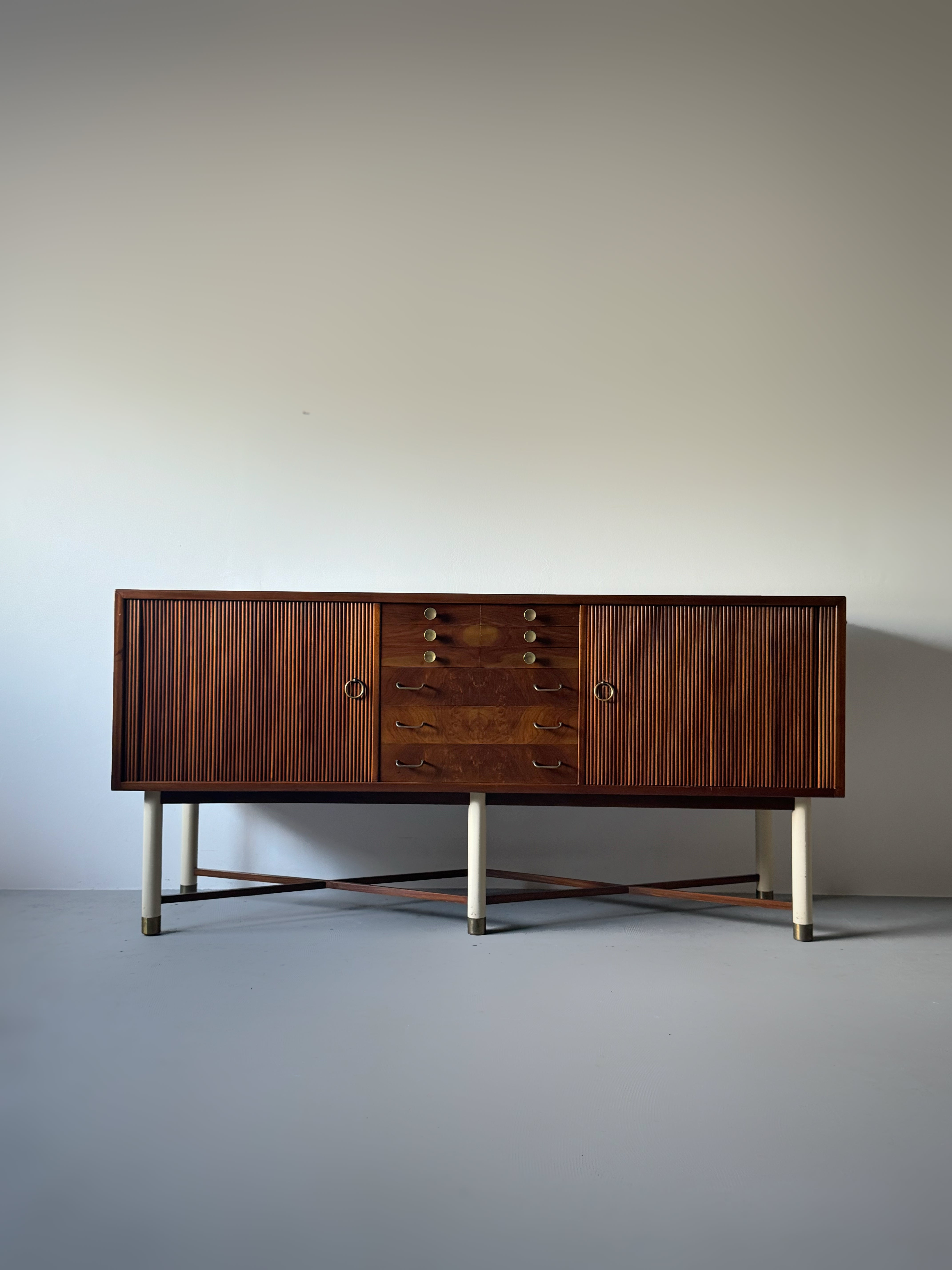 Danish cabinetmaker sideboard in walnut with brass handles