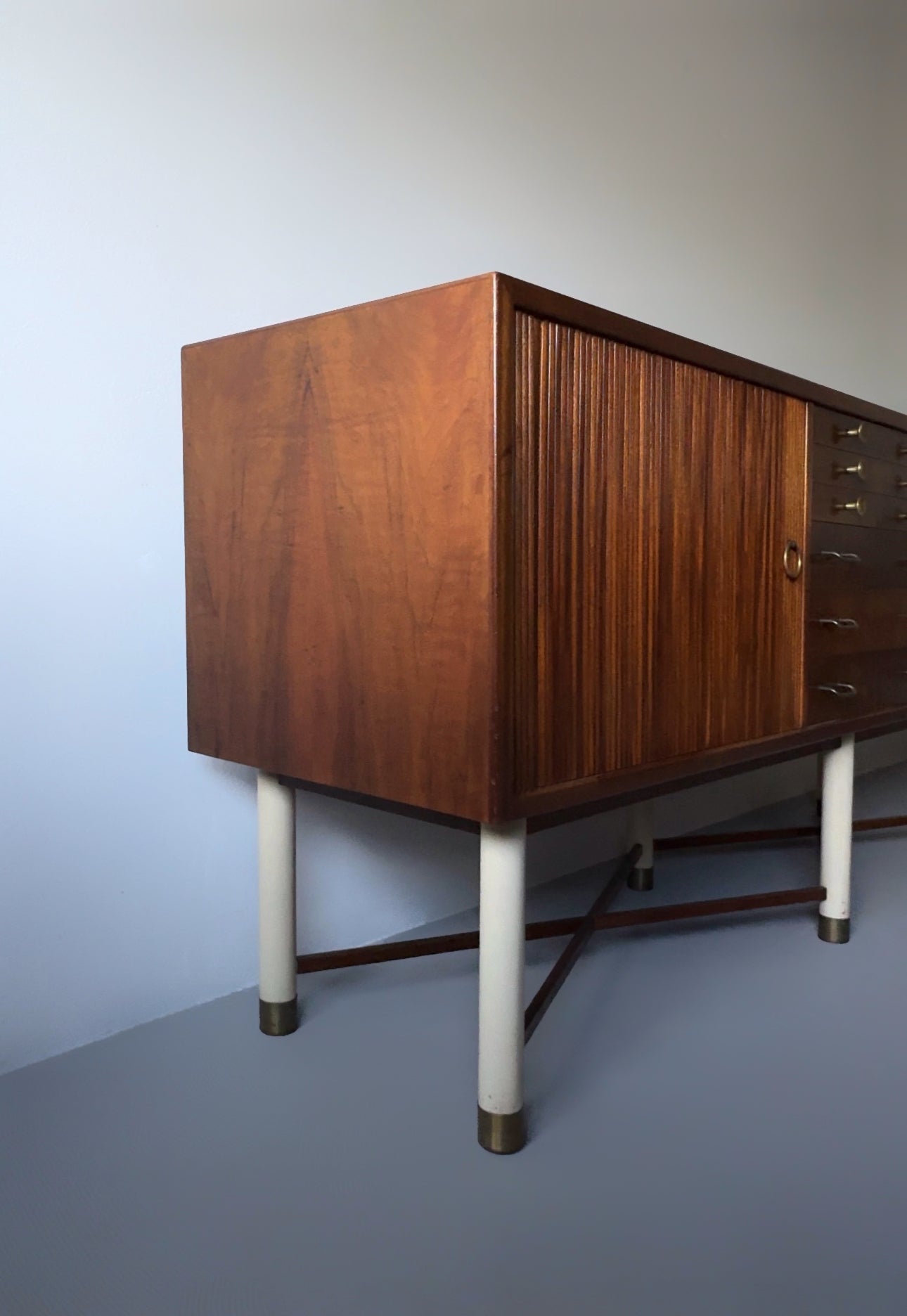 Danish cabinetmaker sideboard in walnut with brass handles