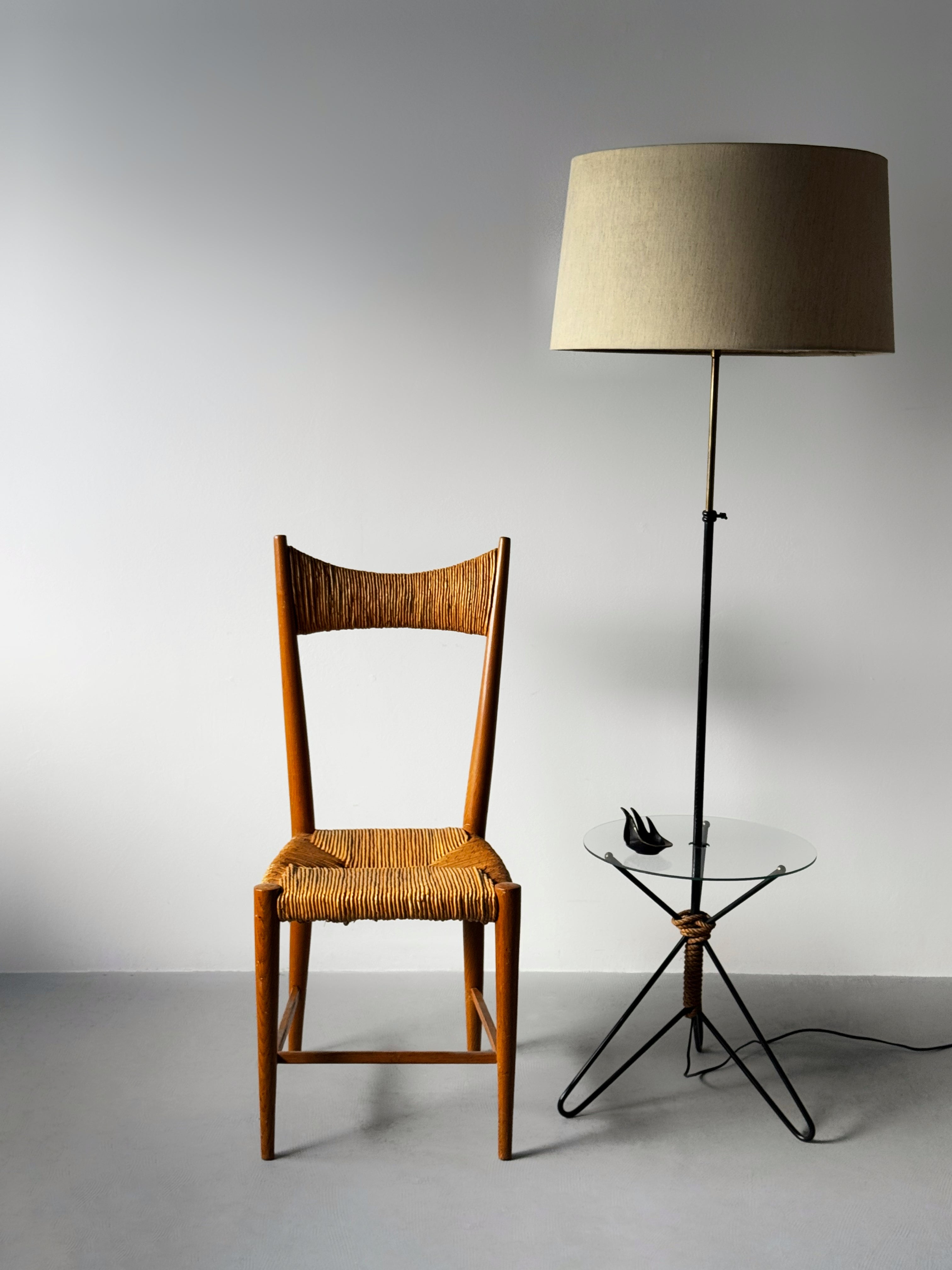 French Dining Chairs in Straw and Oak 1960　