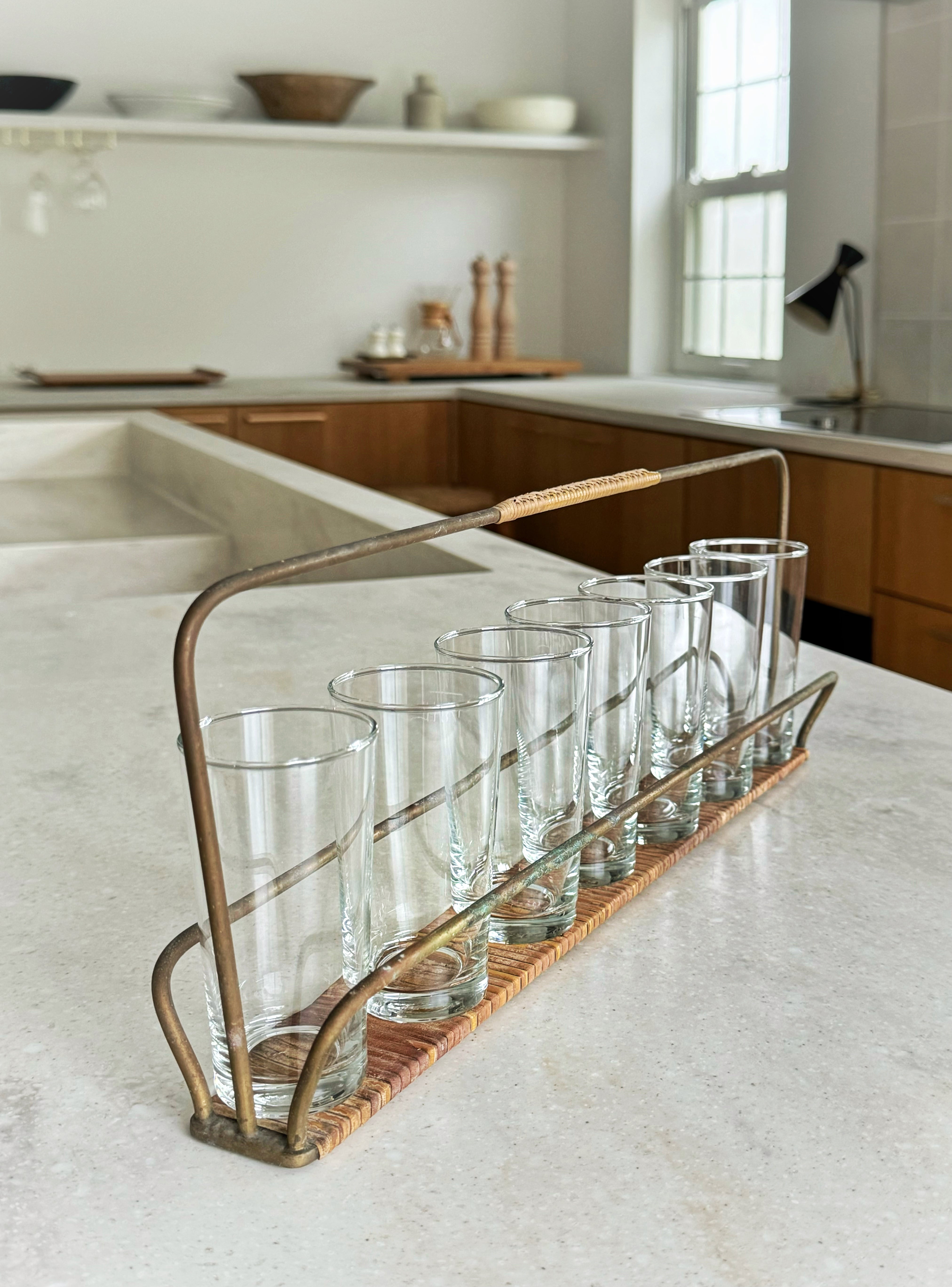 Drinking Glasses in Carrying Rack by Carl Auböck