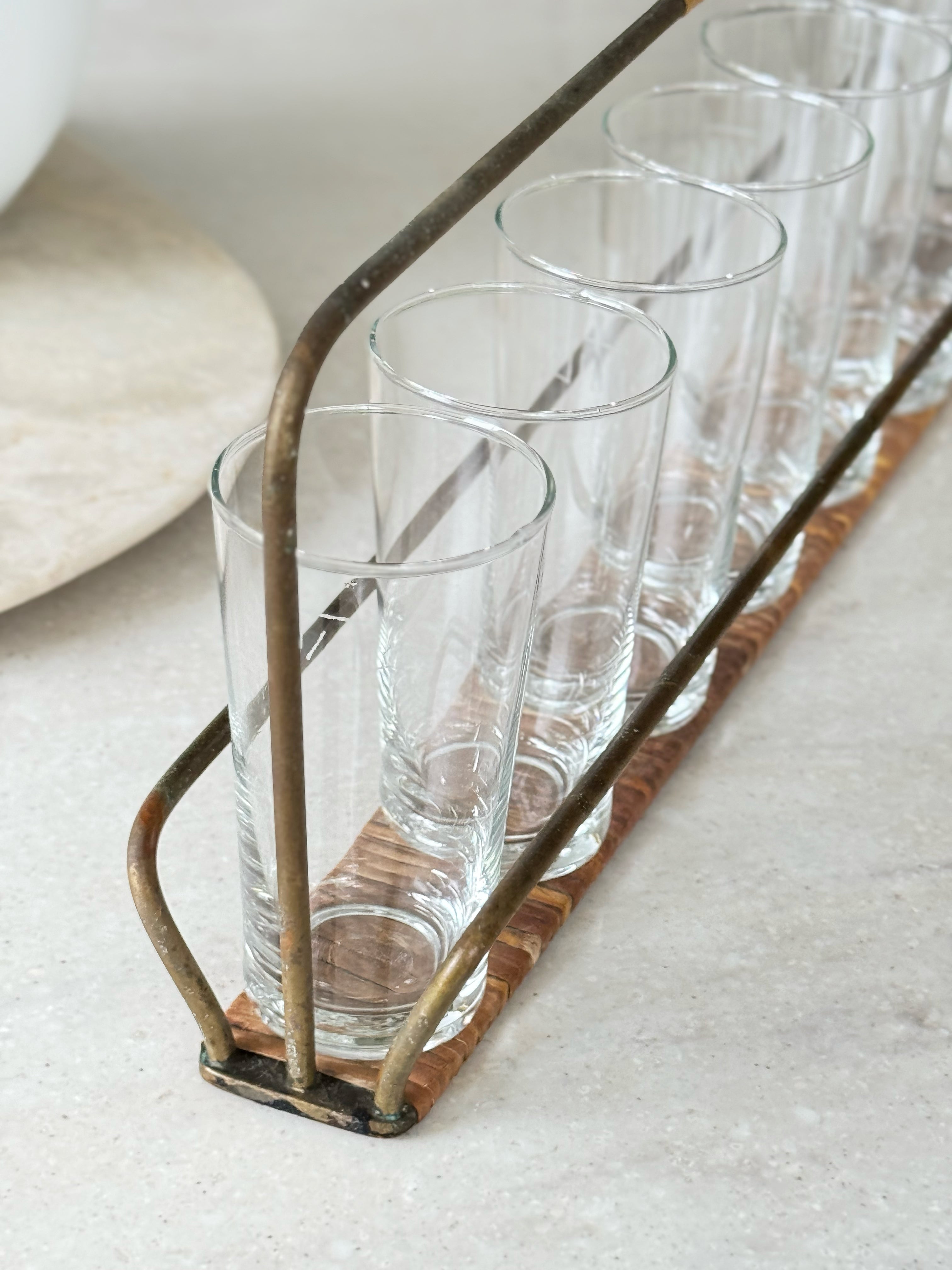 Drinking Glasses in Carrying Rack by Carl Auböck