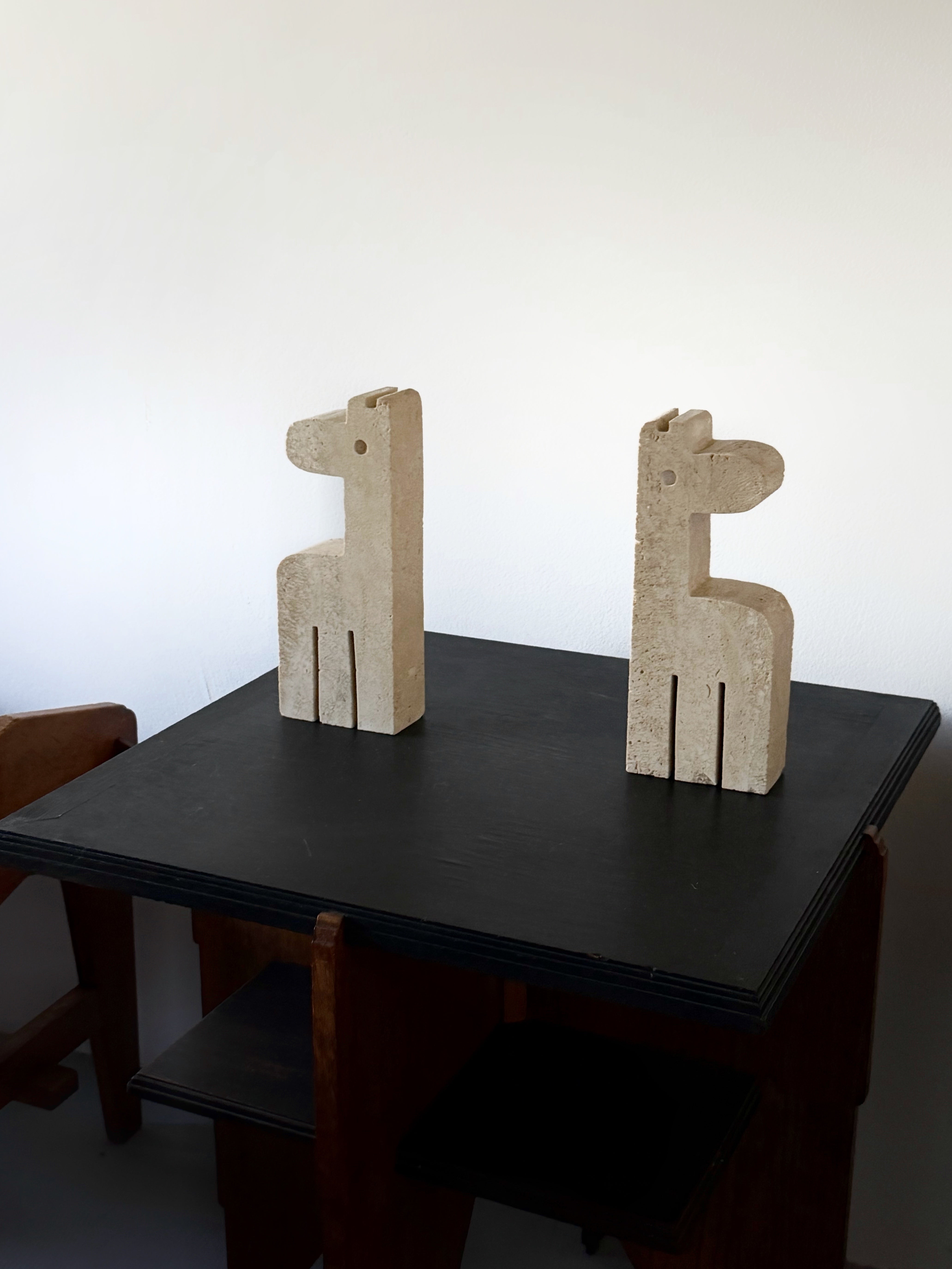 Travertine Giraffe Bookends by Enzo Mari for Mannelli Fratelli 1970s