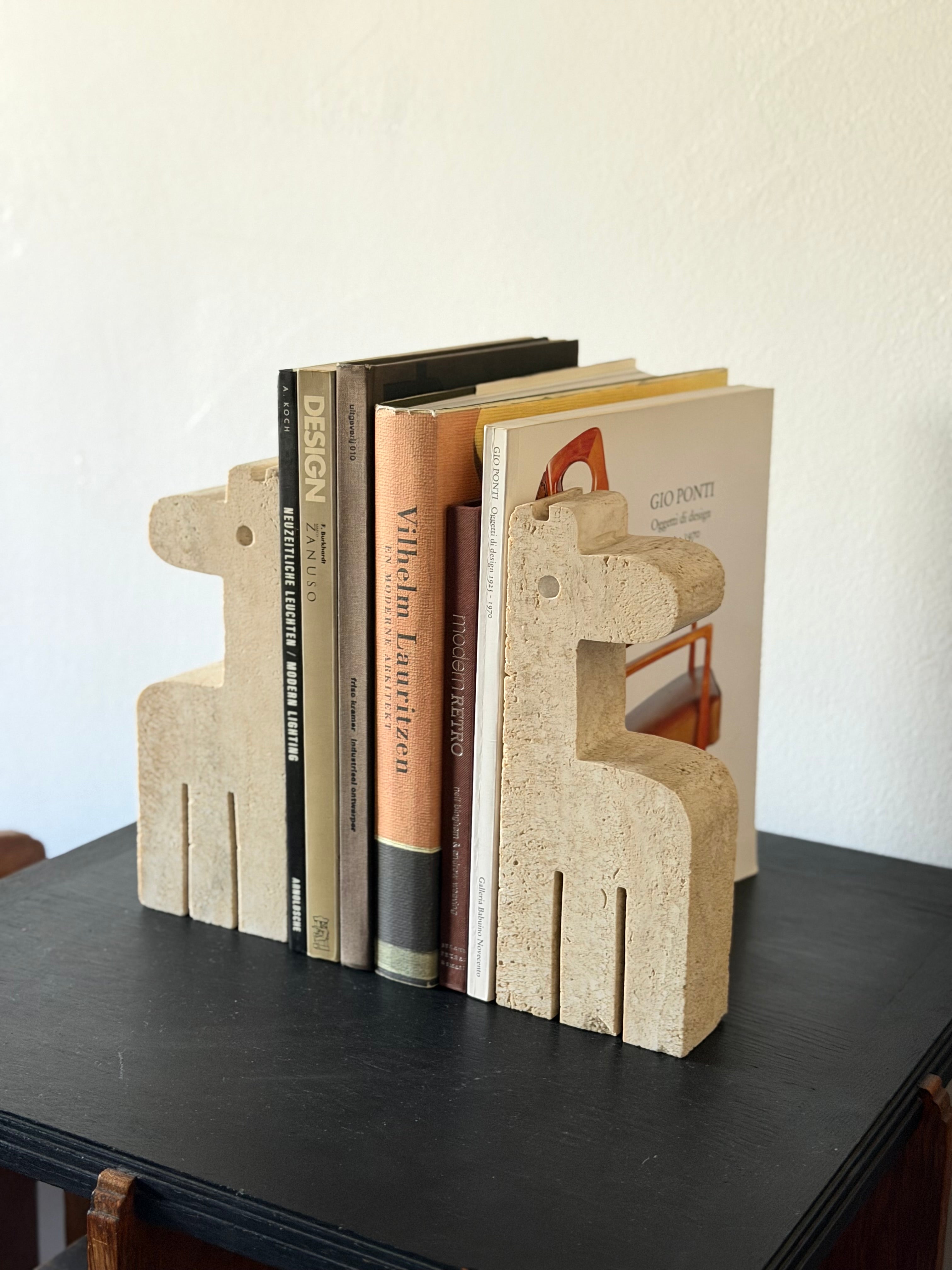 Travertine Giraffe Bookends by Enzo Mari for Mannelli Fratelli 1970s