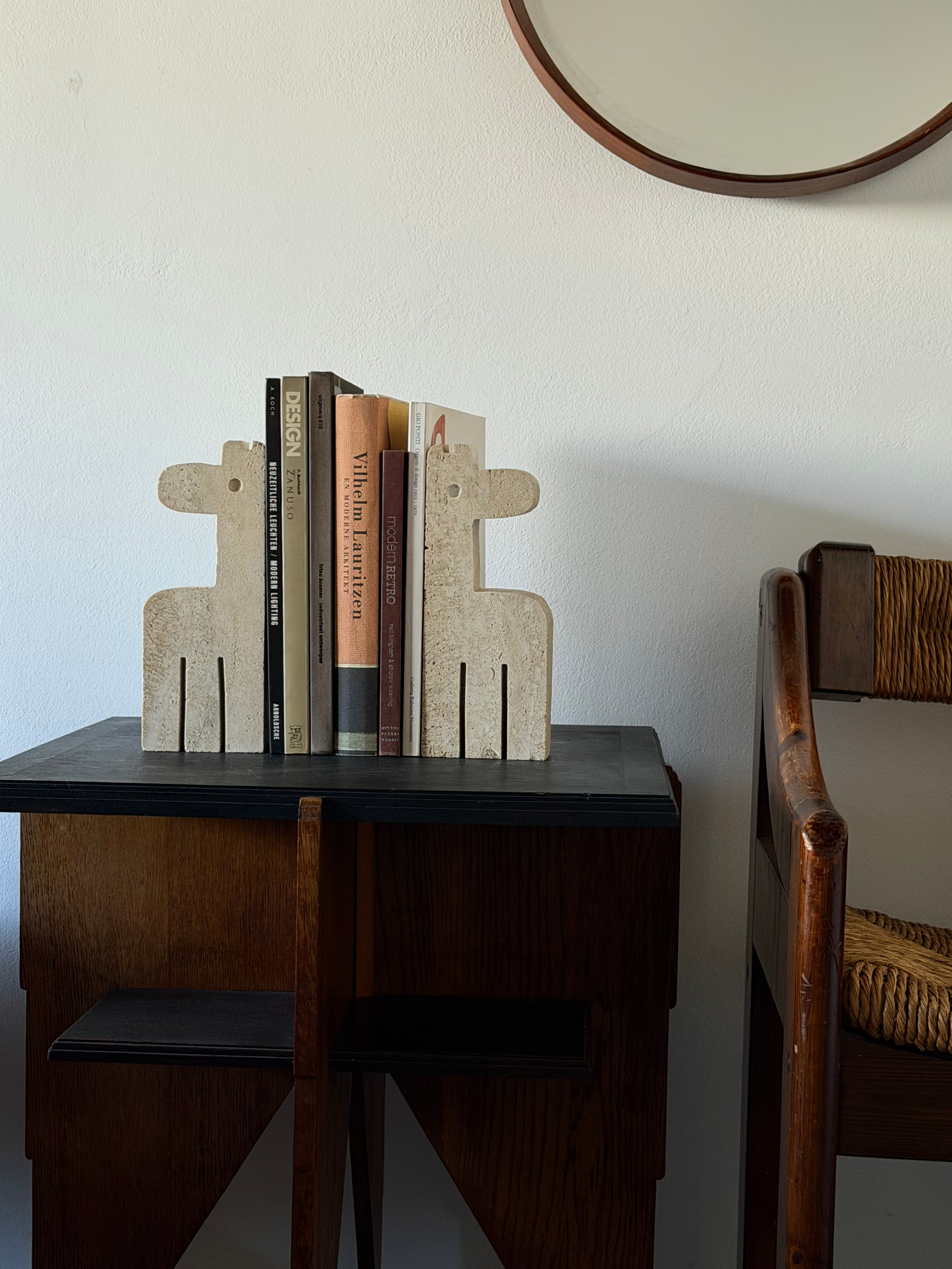 Travertine Giraffe Bookends by Enzo Mari for Mannelli Fratelli 1970s