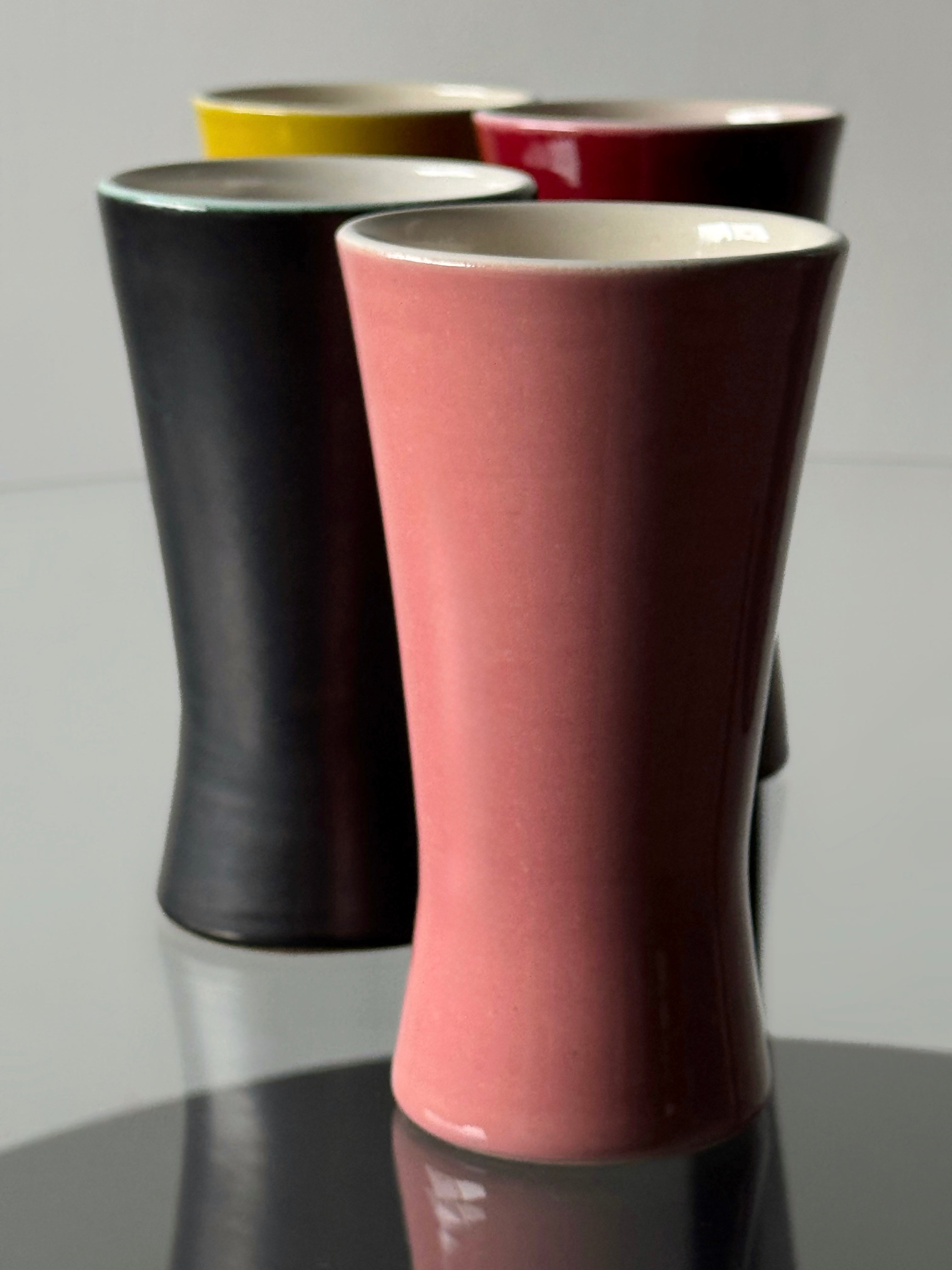 POL CHAMBOST (1906-1983) Glazed Ceramic Pitcher Large Model 860 and Mugs, France 1950s