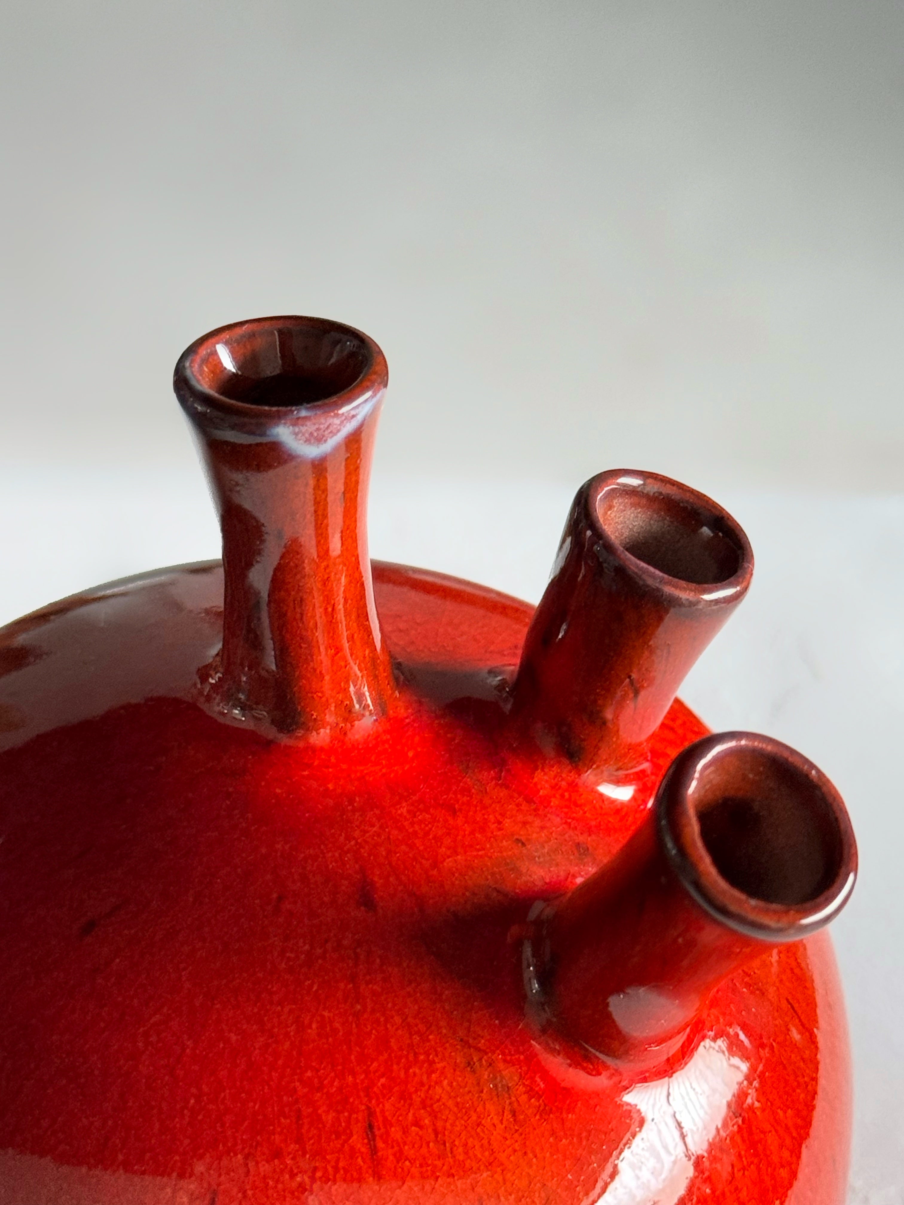 Red-Glazed Tapered Vase by Roger Vandeweghe for Amphora, Belgium 1960s