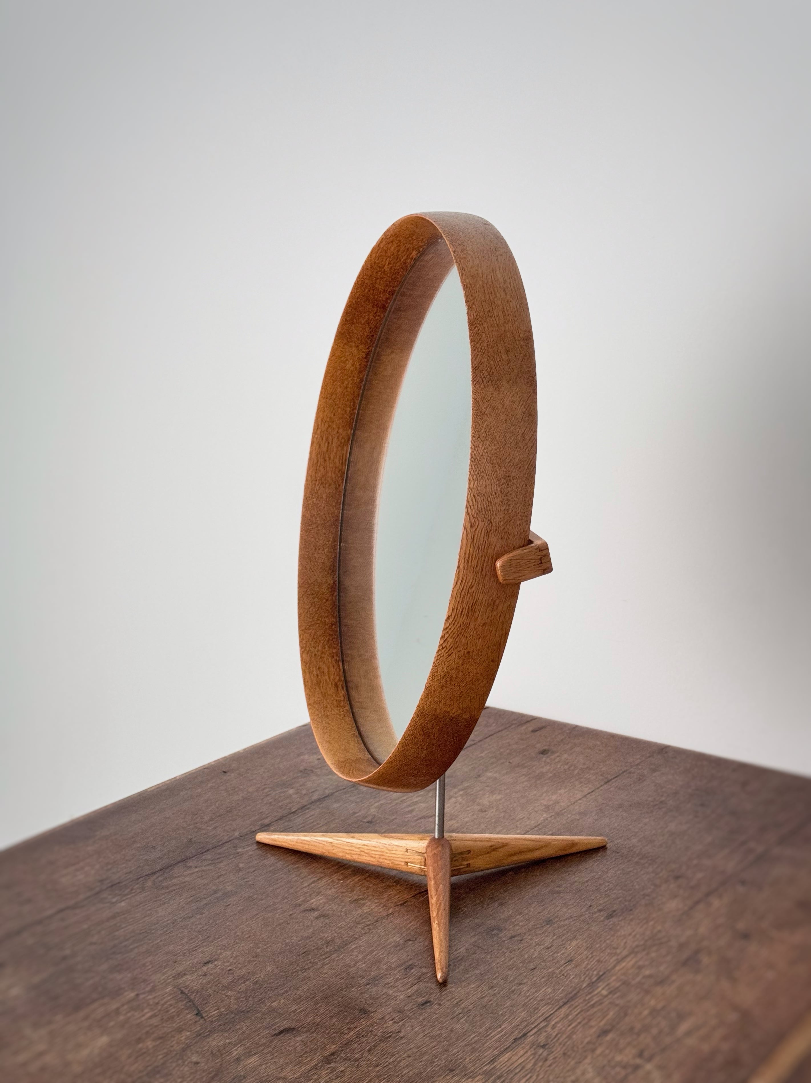 Mid-Century Swedish Large Oak Table Mirror by Östen & Uno Kristiansson for Luxus