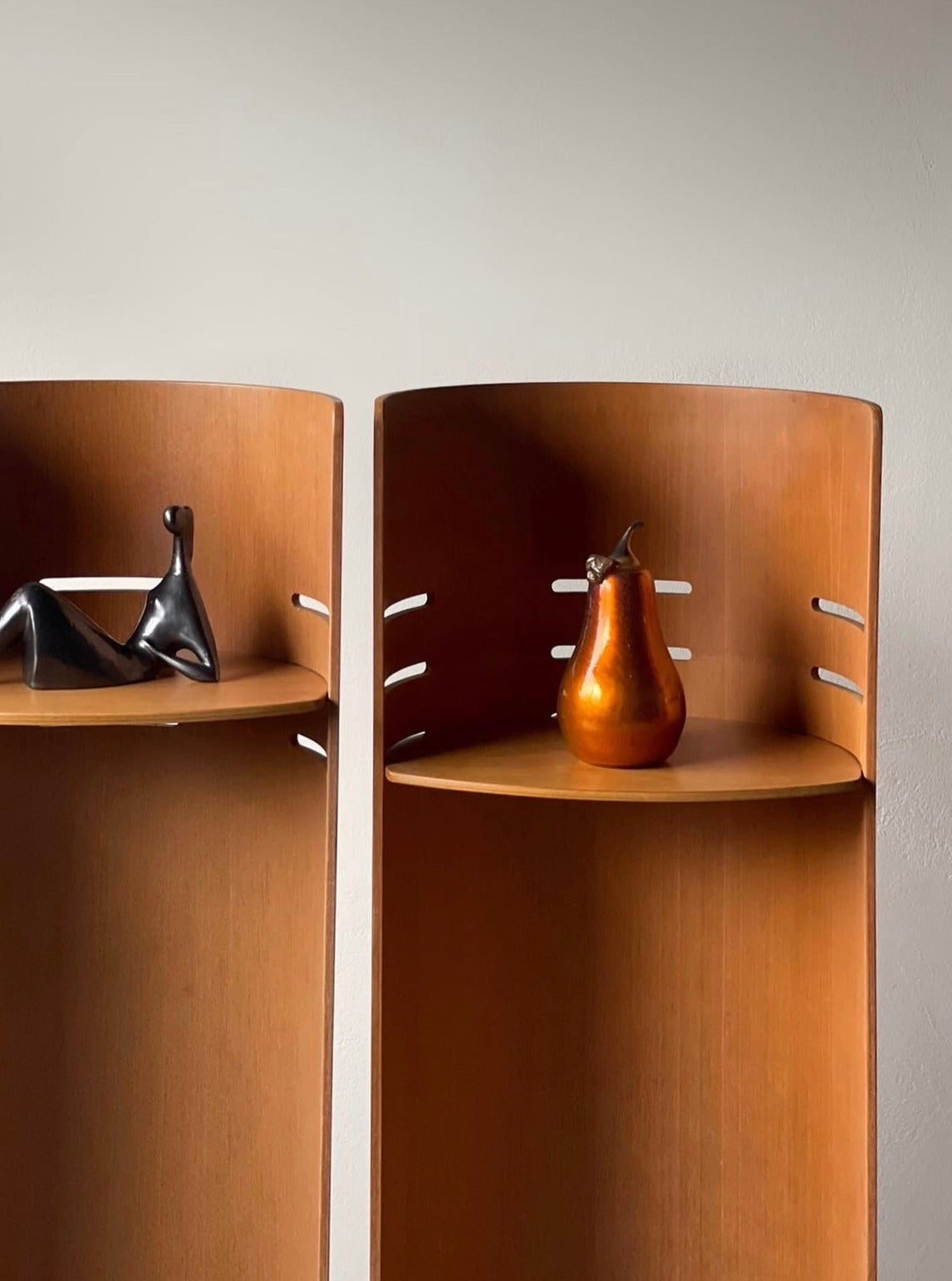 A pair of bend plywood bookcase by Kristian Solmer Vedel