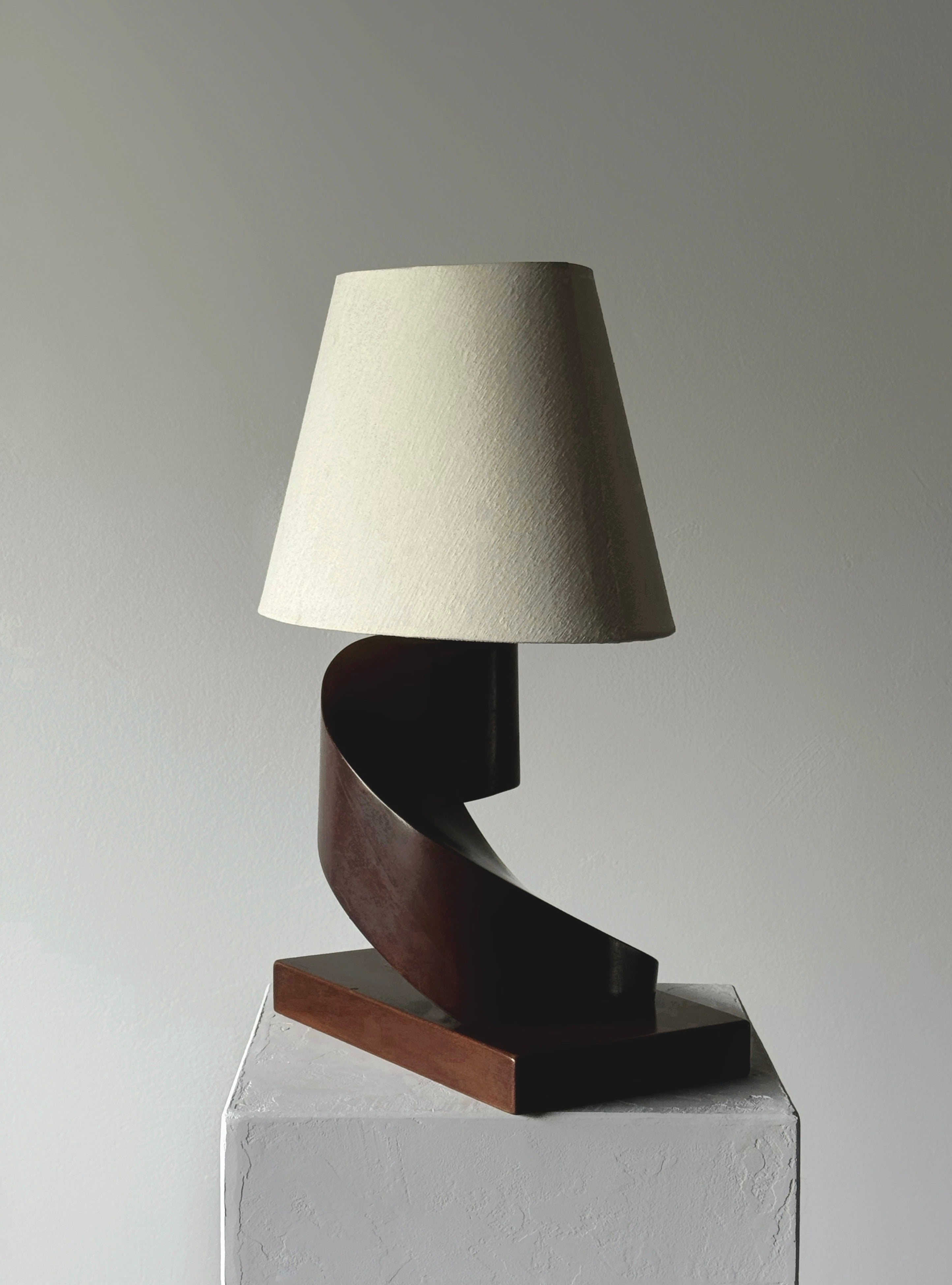 Danish Art Deco Sculptural Table Lamp in Solid Wood, 1930s