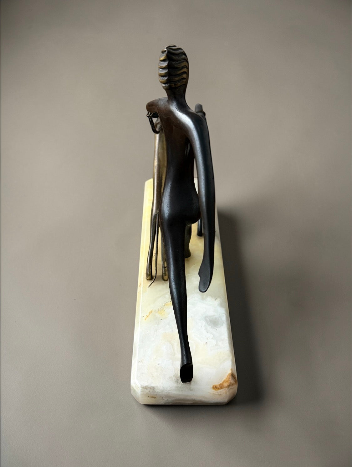 Art Deco Sculpture “Diana with Dogs” by Karl Hagenauer, Austria 1940s　