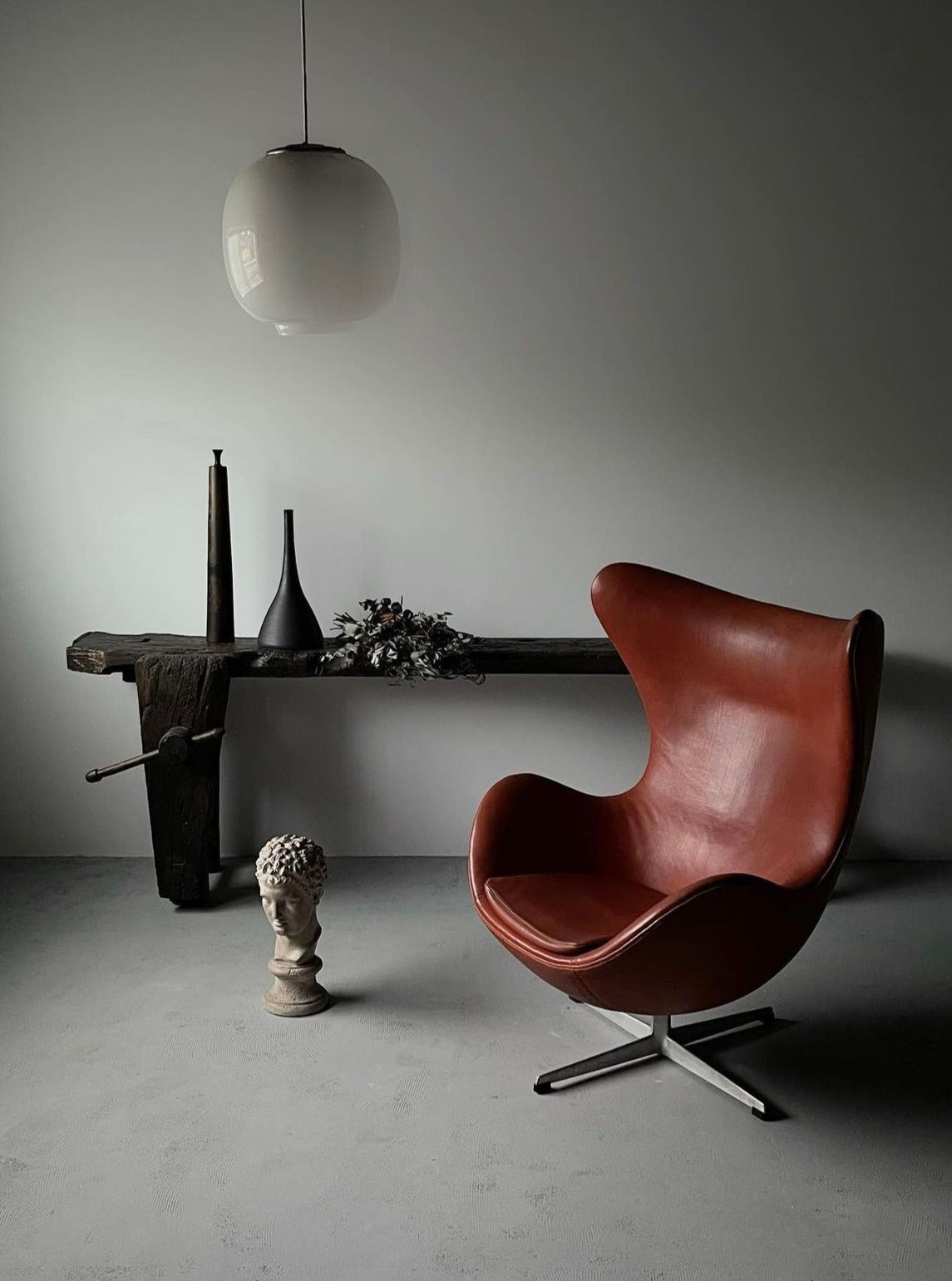 The egg chair with ottoman by Arne Jacobsen