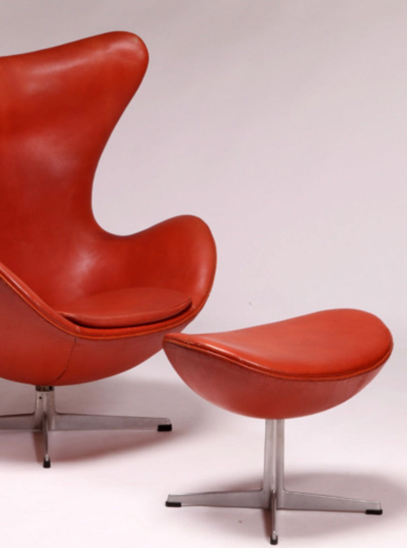 The egg chair with ottoman by Arne Jacobsen