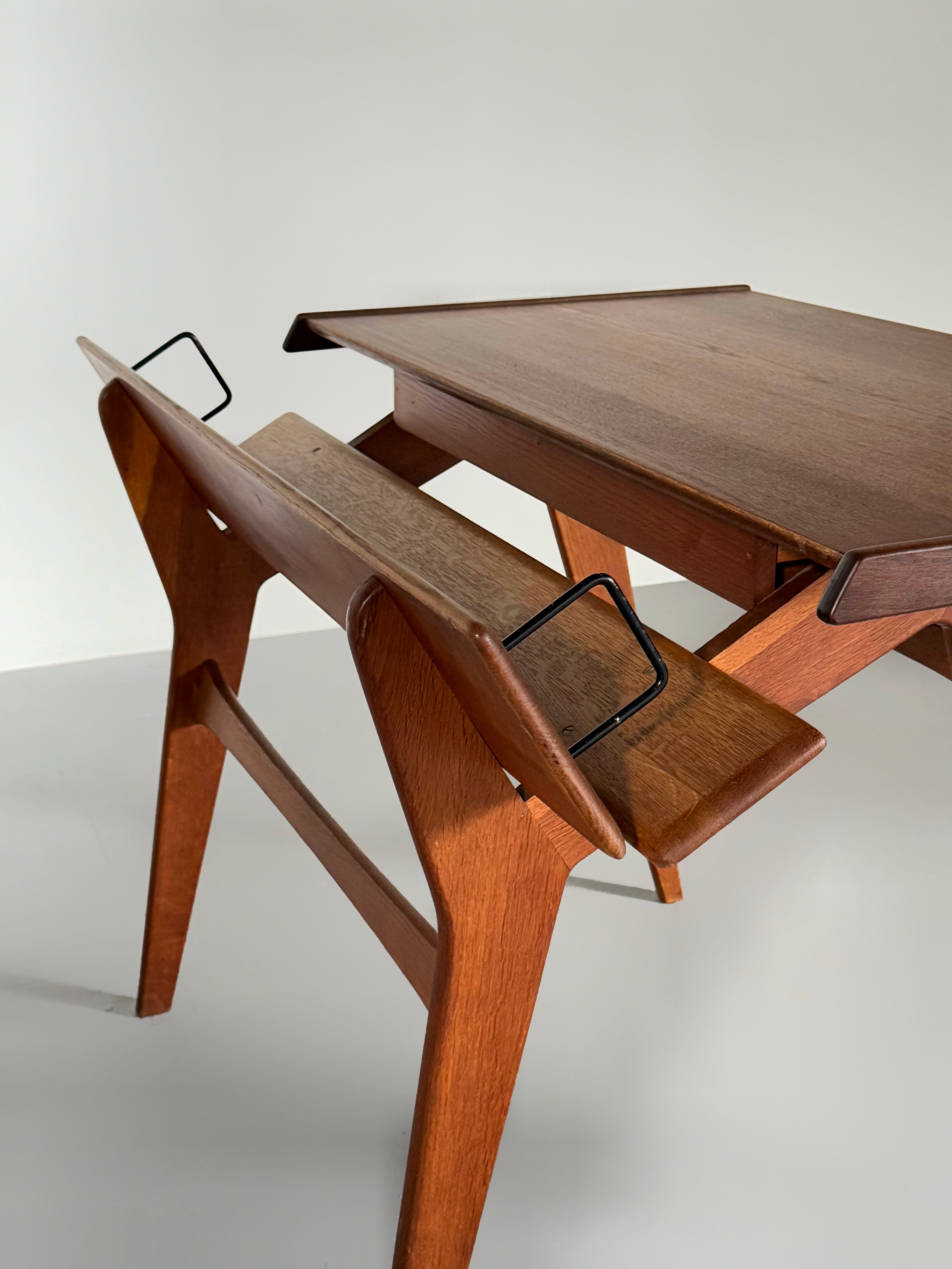 Oak desk with teak top by Marcel Gascoin(ATTR.) & Model “C”Chair by Marcel Gascoin 1950s