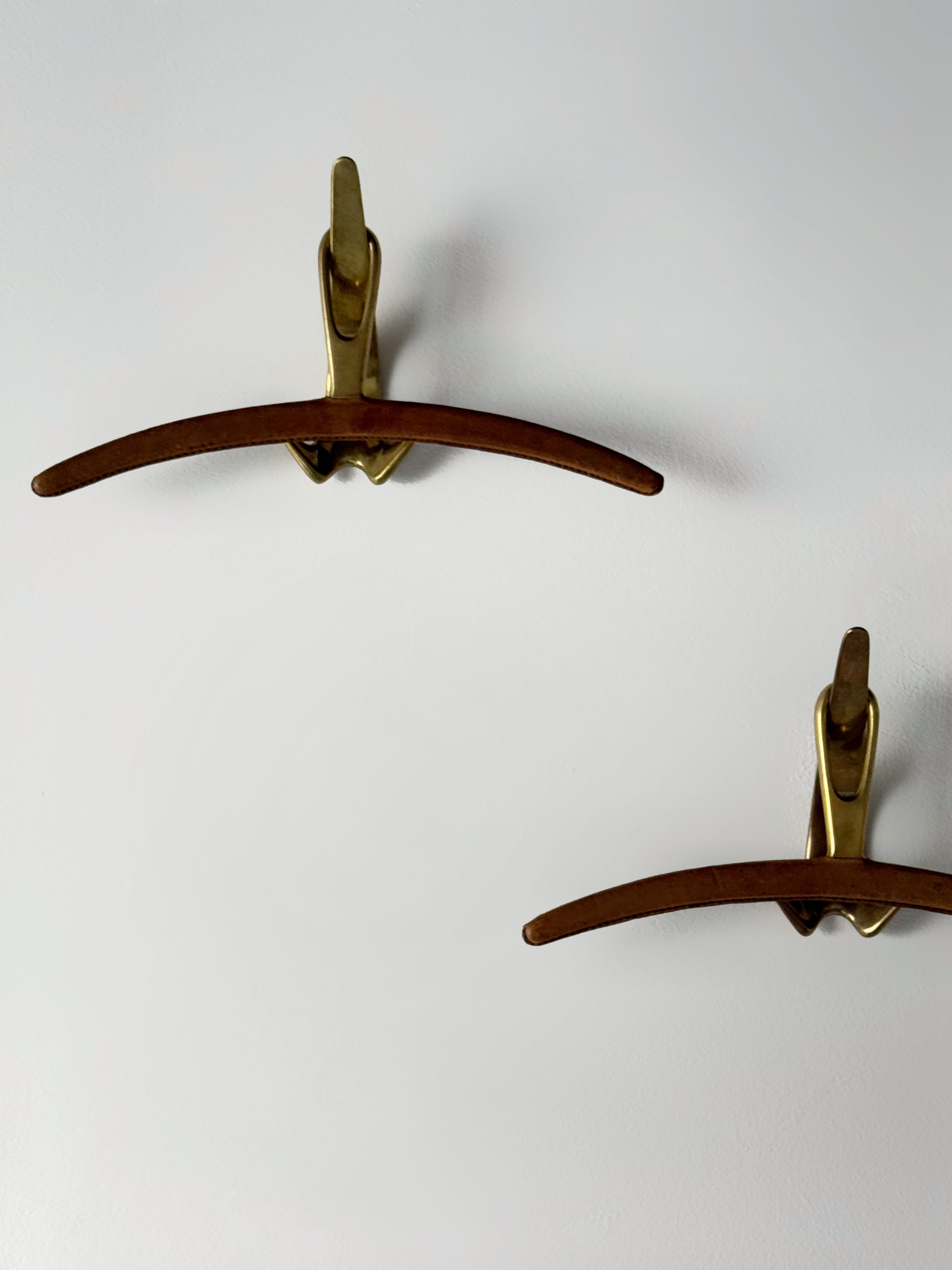 Brass and Leather Cloth Hangers by Carl Auböck　