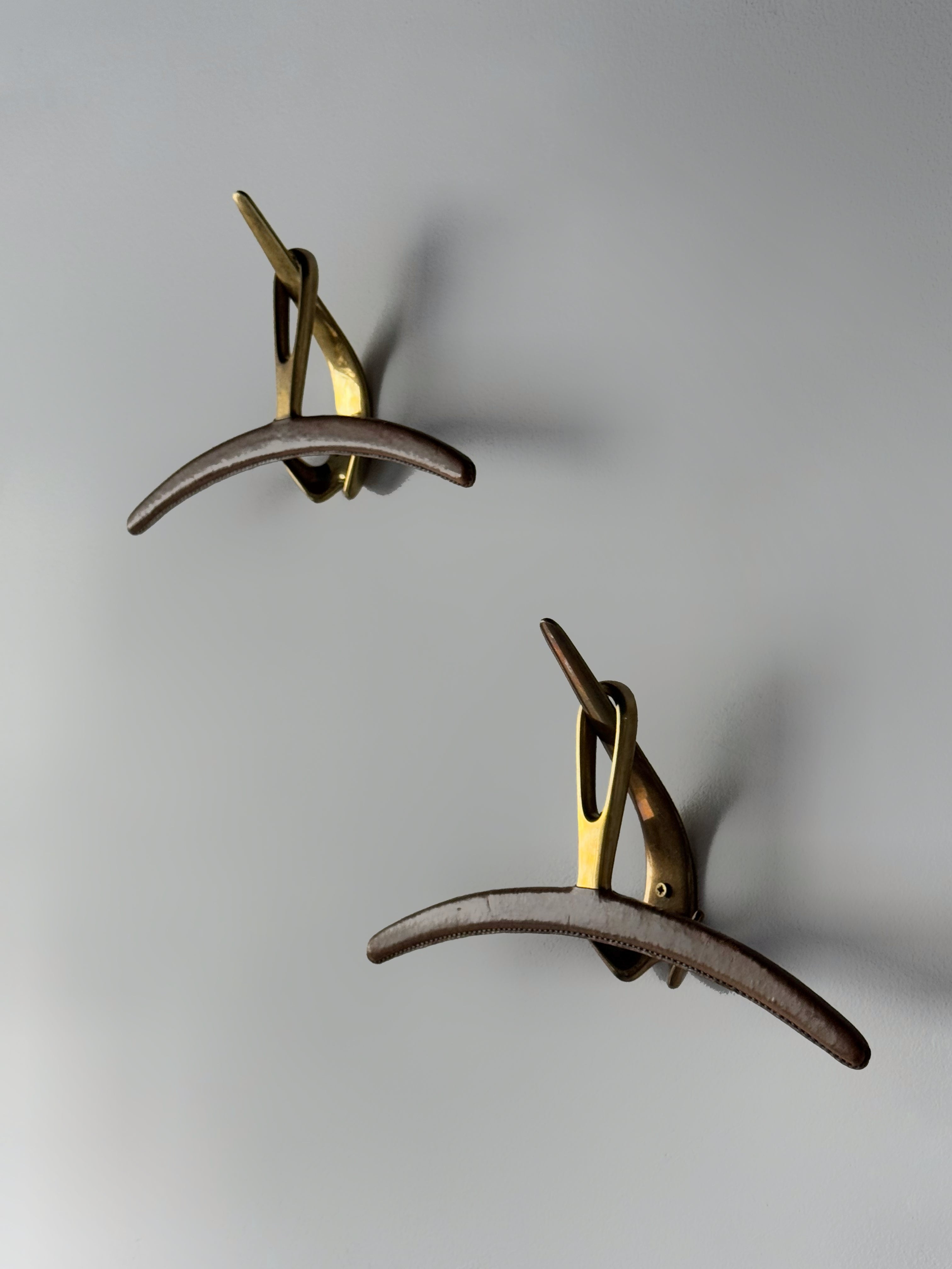 Brass and Leather Cloth Hangers by Carl Auböck　