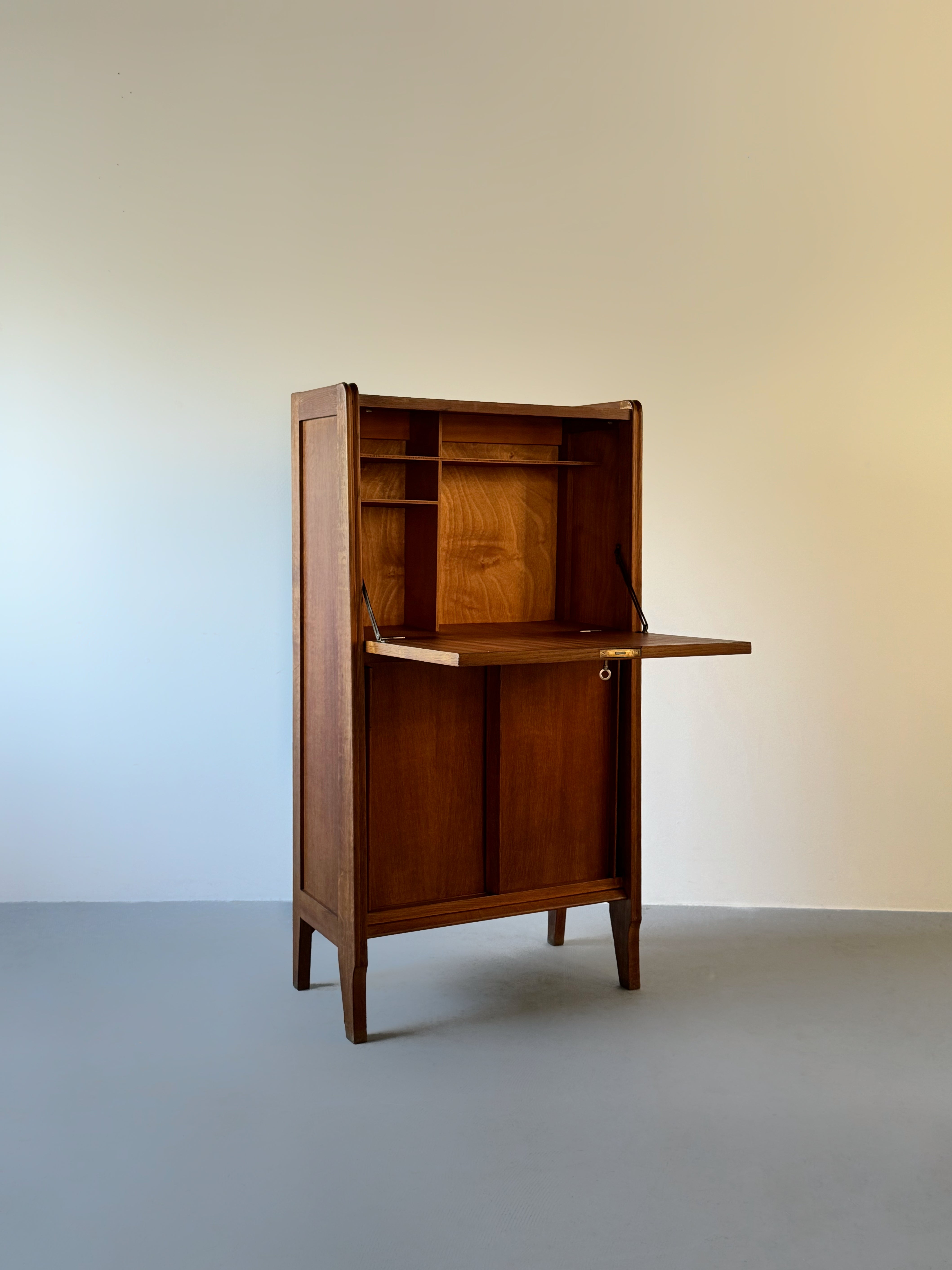 Oak secretary cabinet, France 1950s