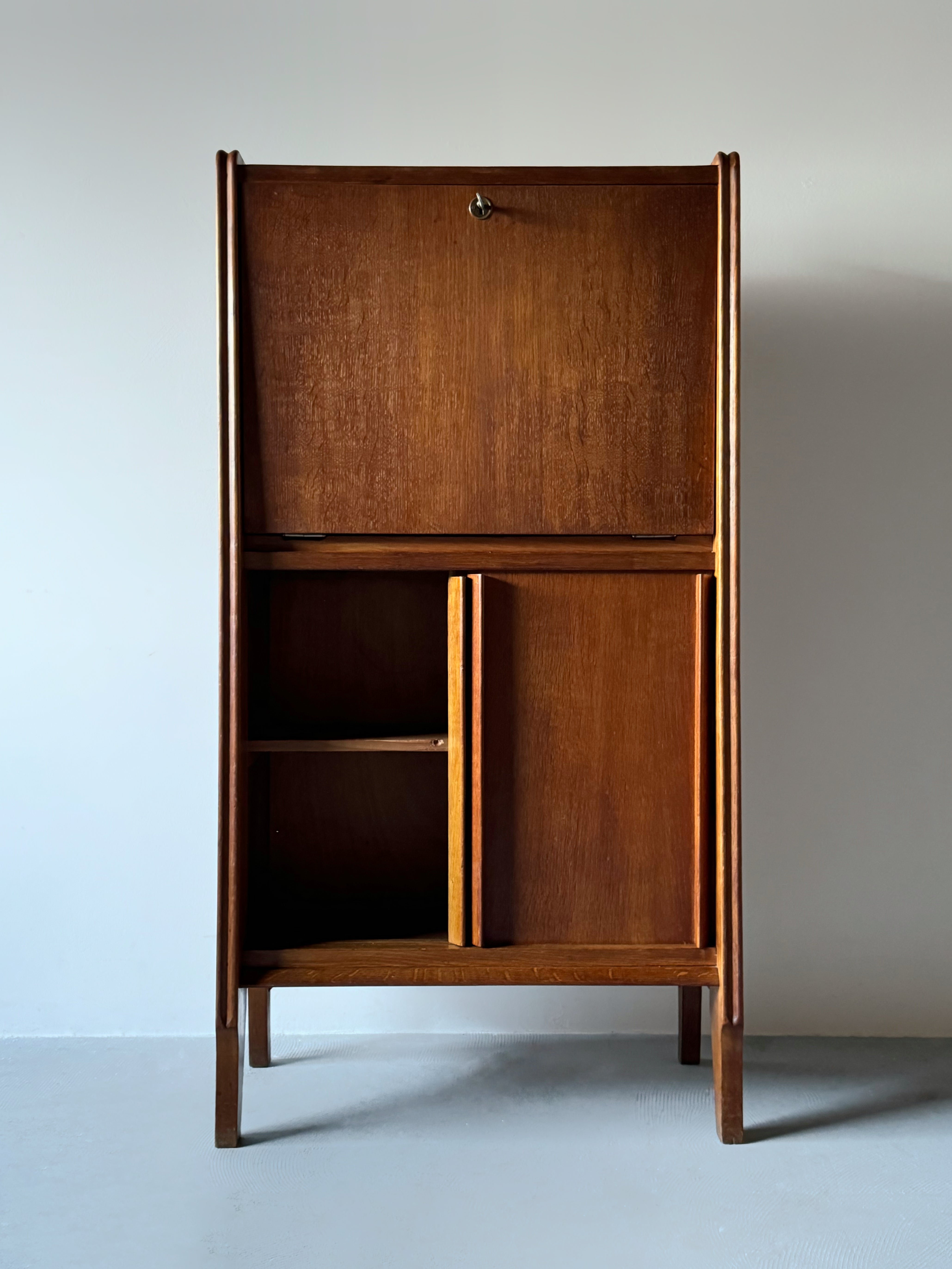 Oak secretary cabinet, France 1950s