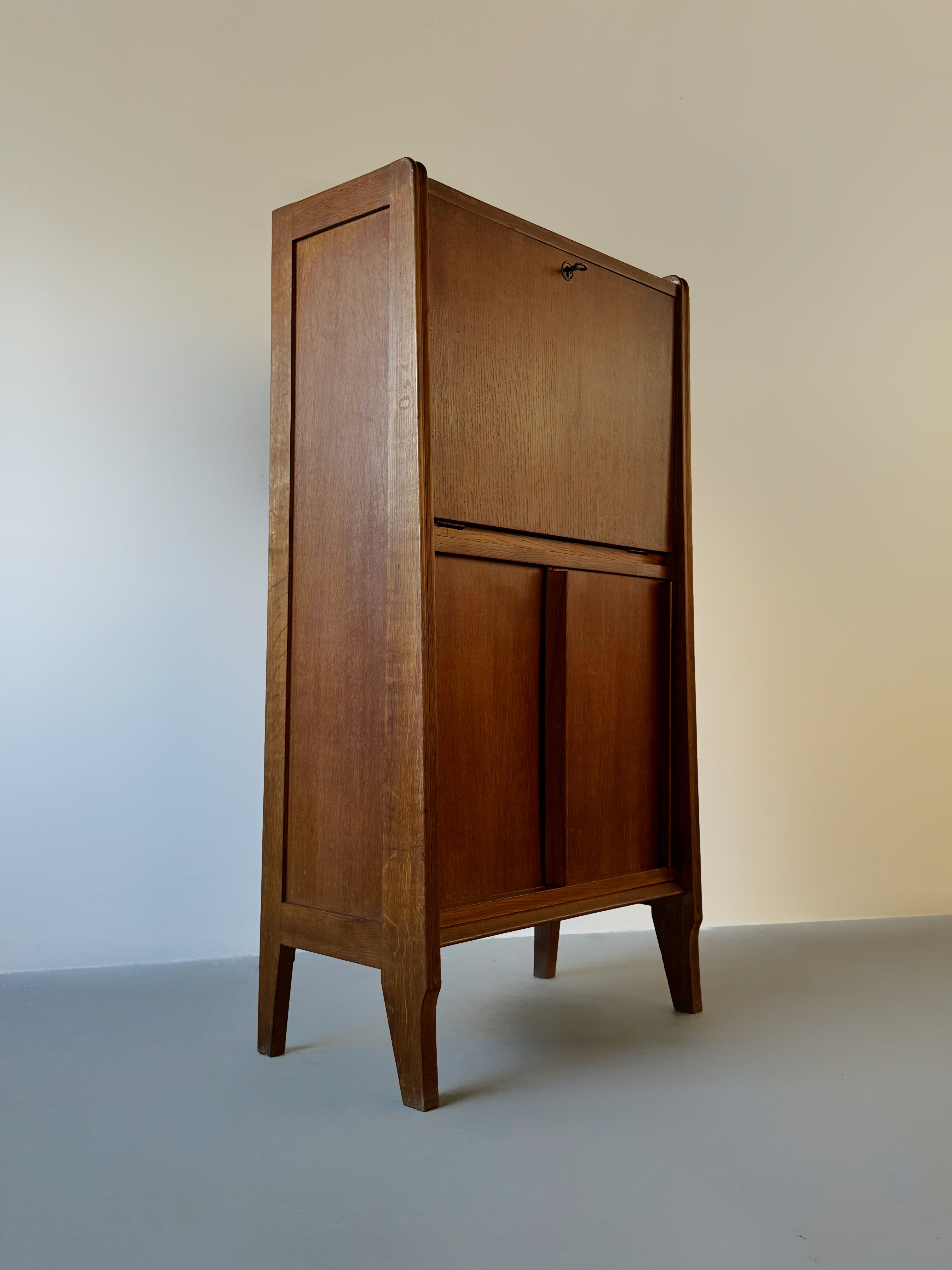 Oak secretary cabinet, France 1950s