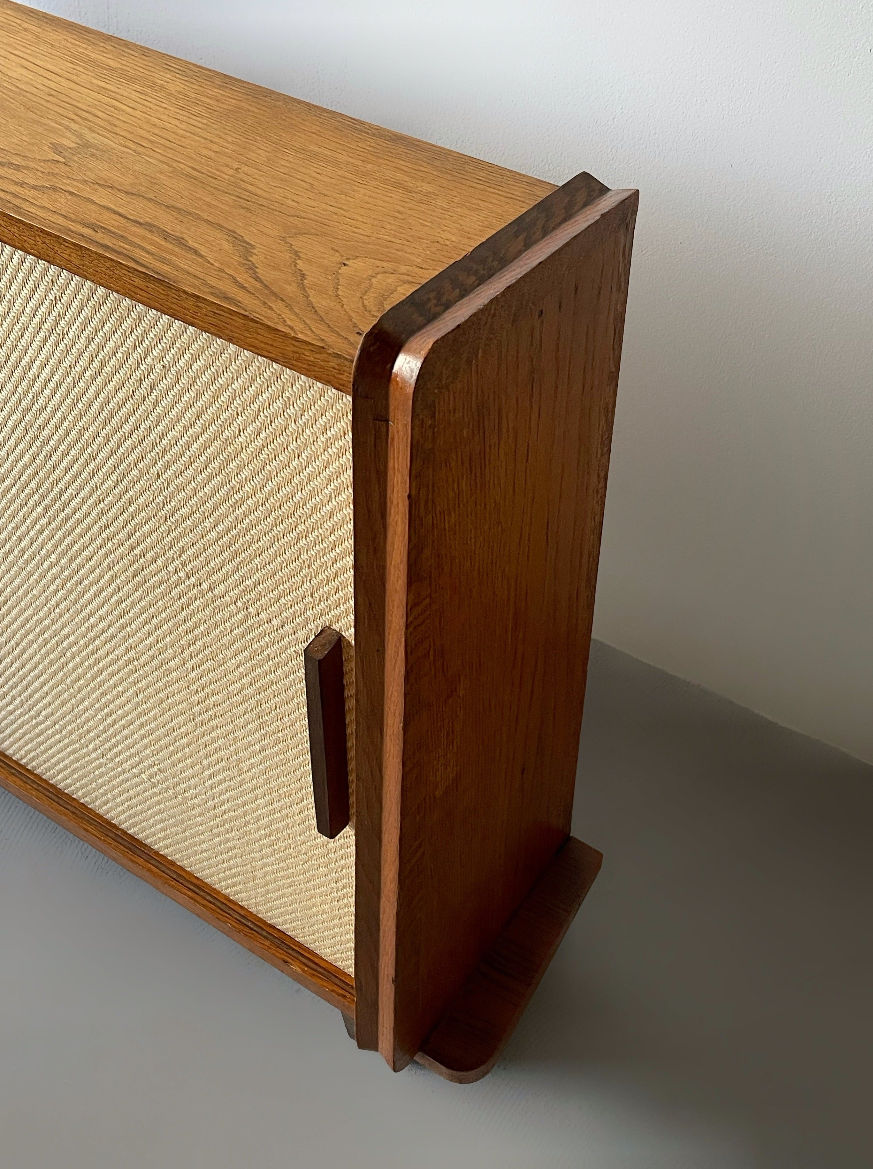 French Reconstruction Oak Small Cabinet, France 1950s