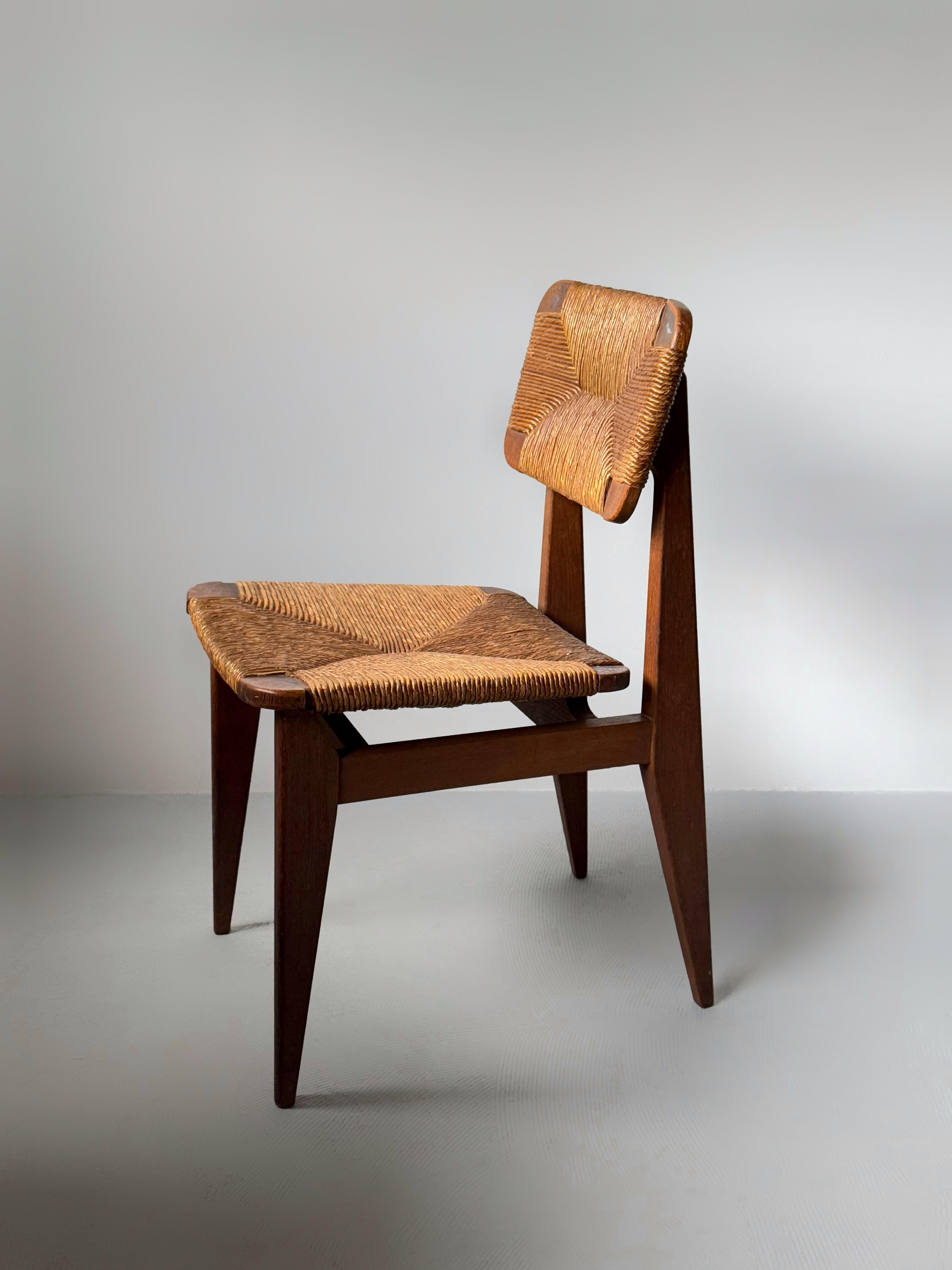 Oak desk with teak top by Marcel Gascoin(ATTR.) & Model “C”Chair by Marcel Gascoin 1950s