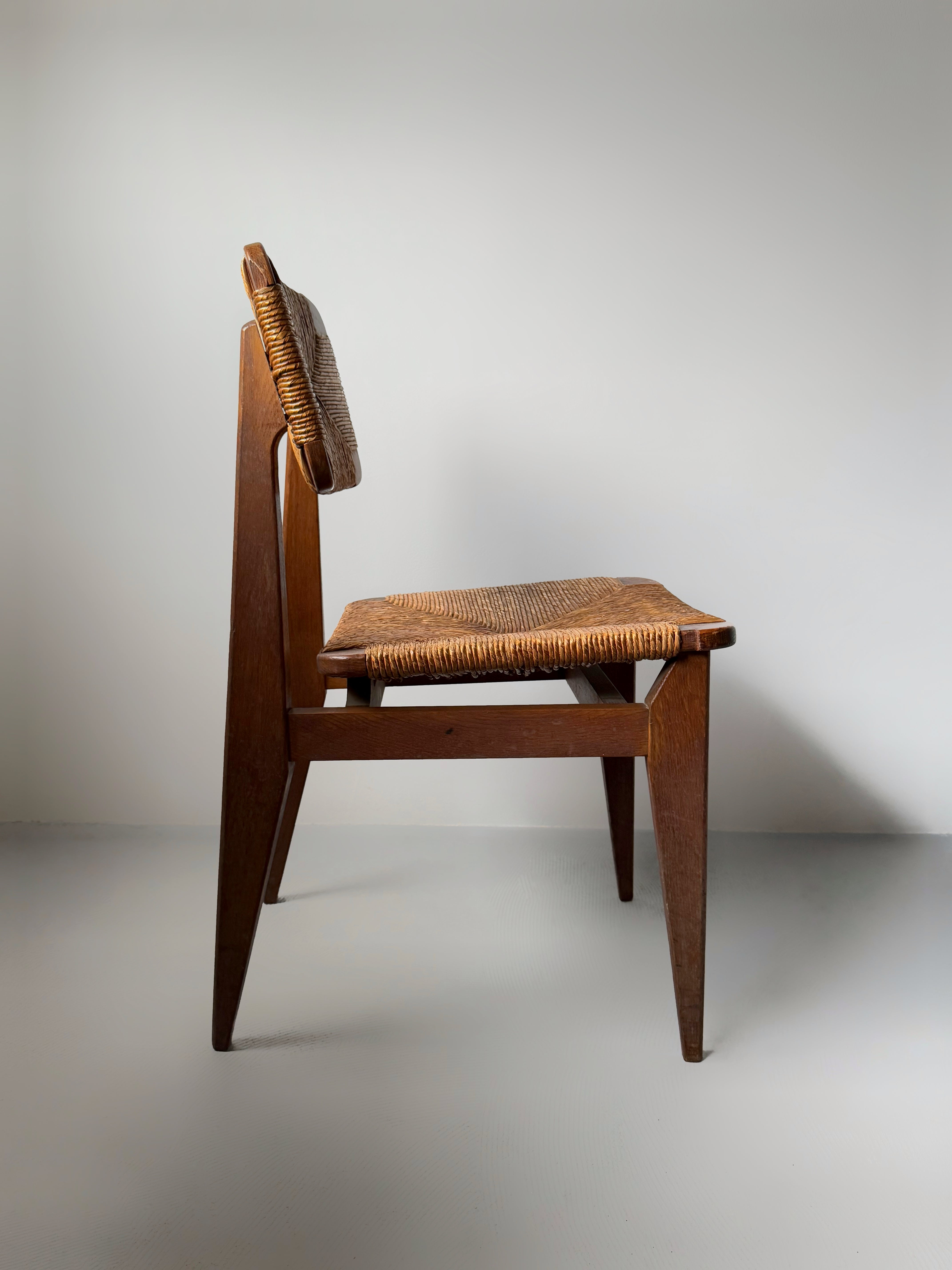 Oak desk with teak top by Marcel Gascoin(ATTR.) & Model “C”Chair by Marcel Gascoin 1950s