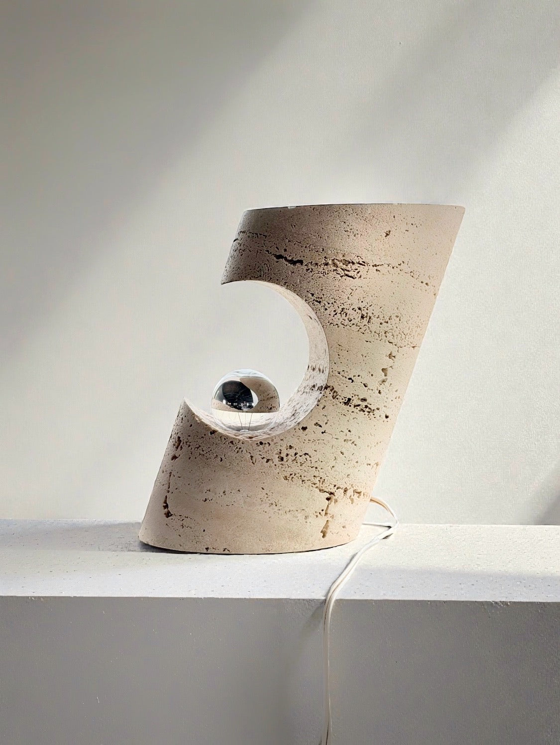 Travertine Table Lamp by Giuliano Cesari for Nucleo, Italy 1971