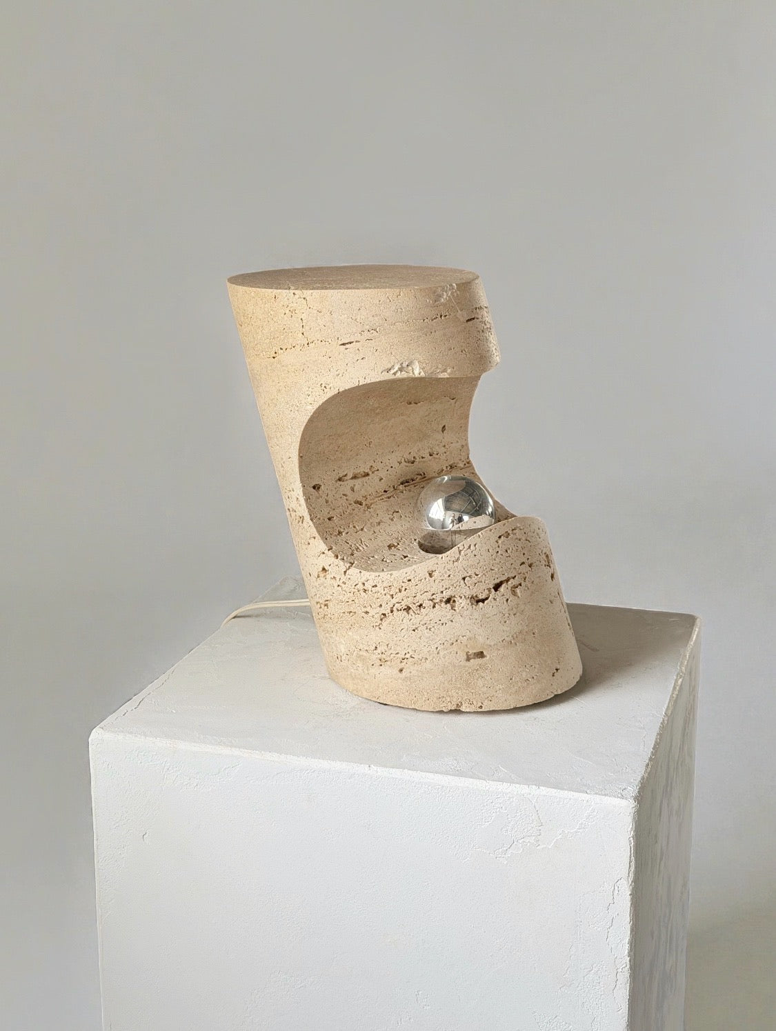 Travertine Table Lamp by Giuliano Cesari for Nucleo, Italy 1971