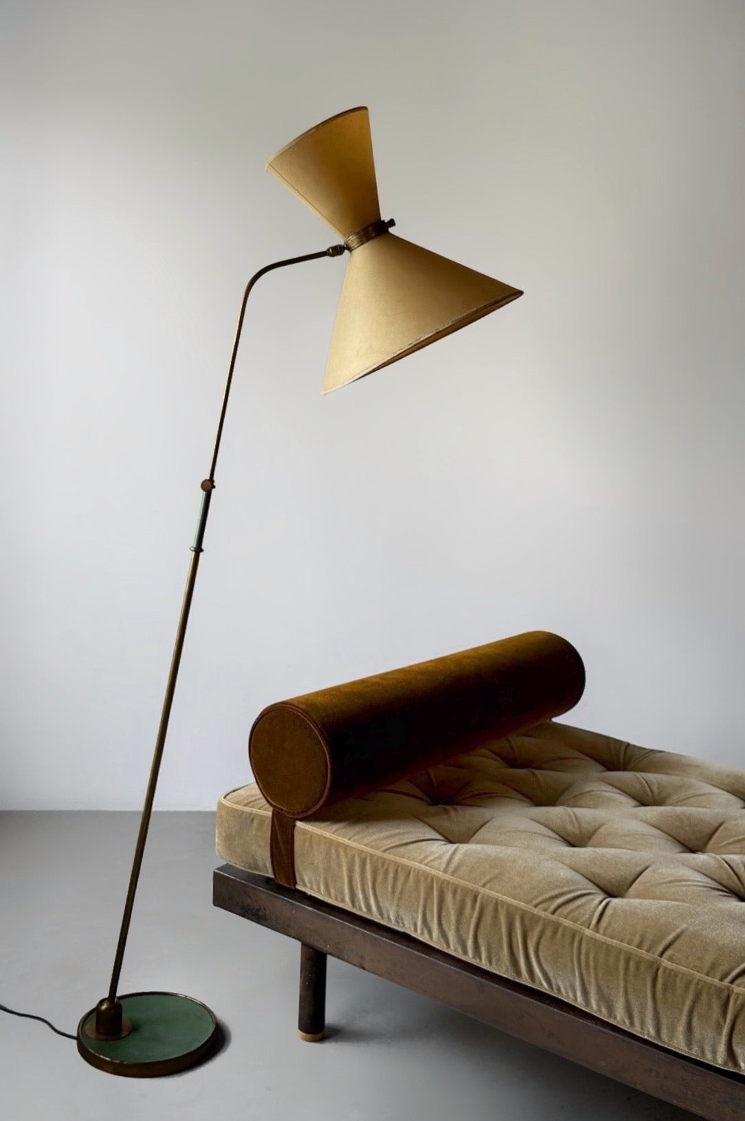 Maison Lunel Dual Conical Shade Floor Lamp, 1950s France