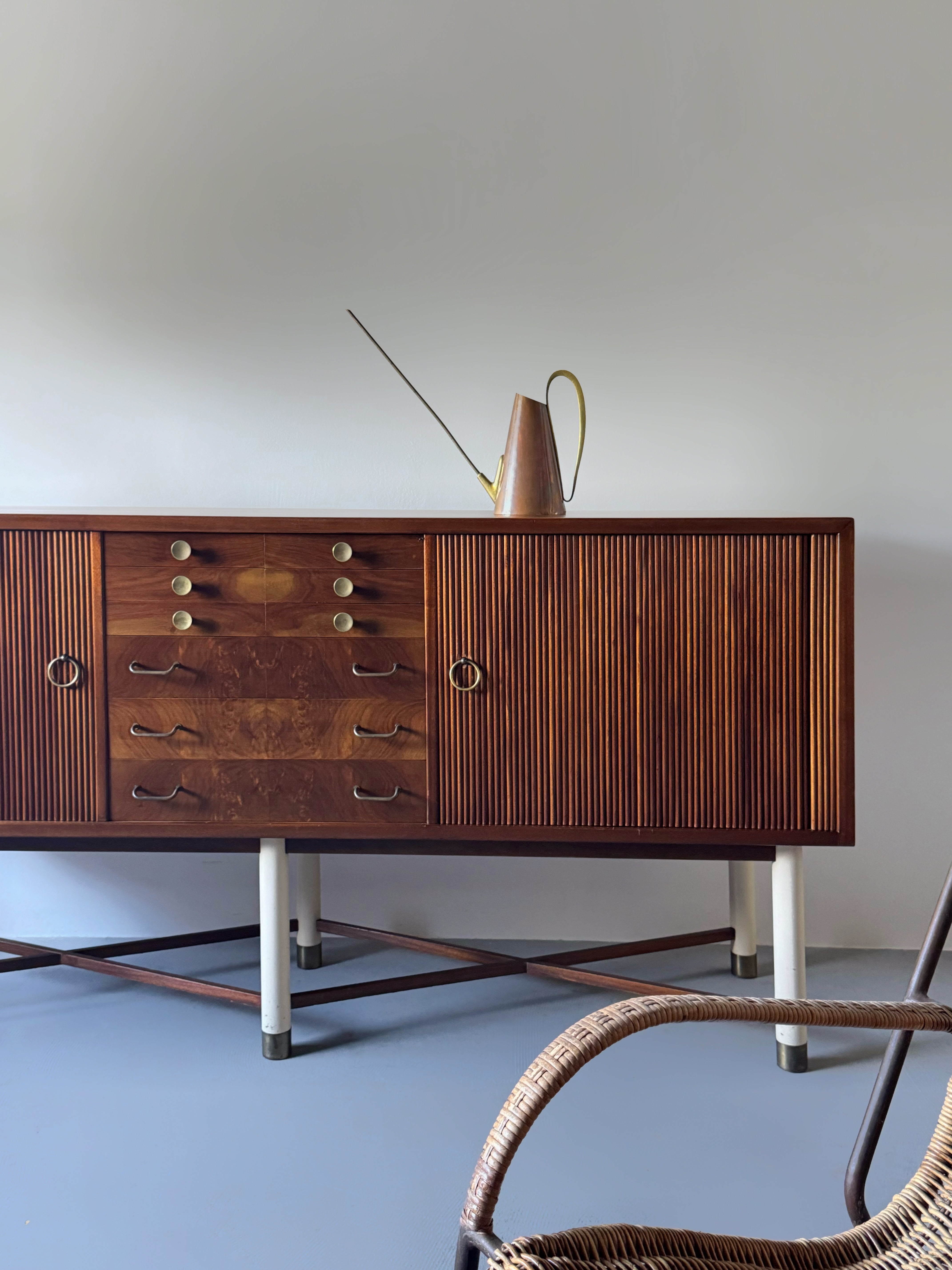 Danish cabinetmaker sideboard in walnut with brass handles