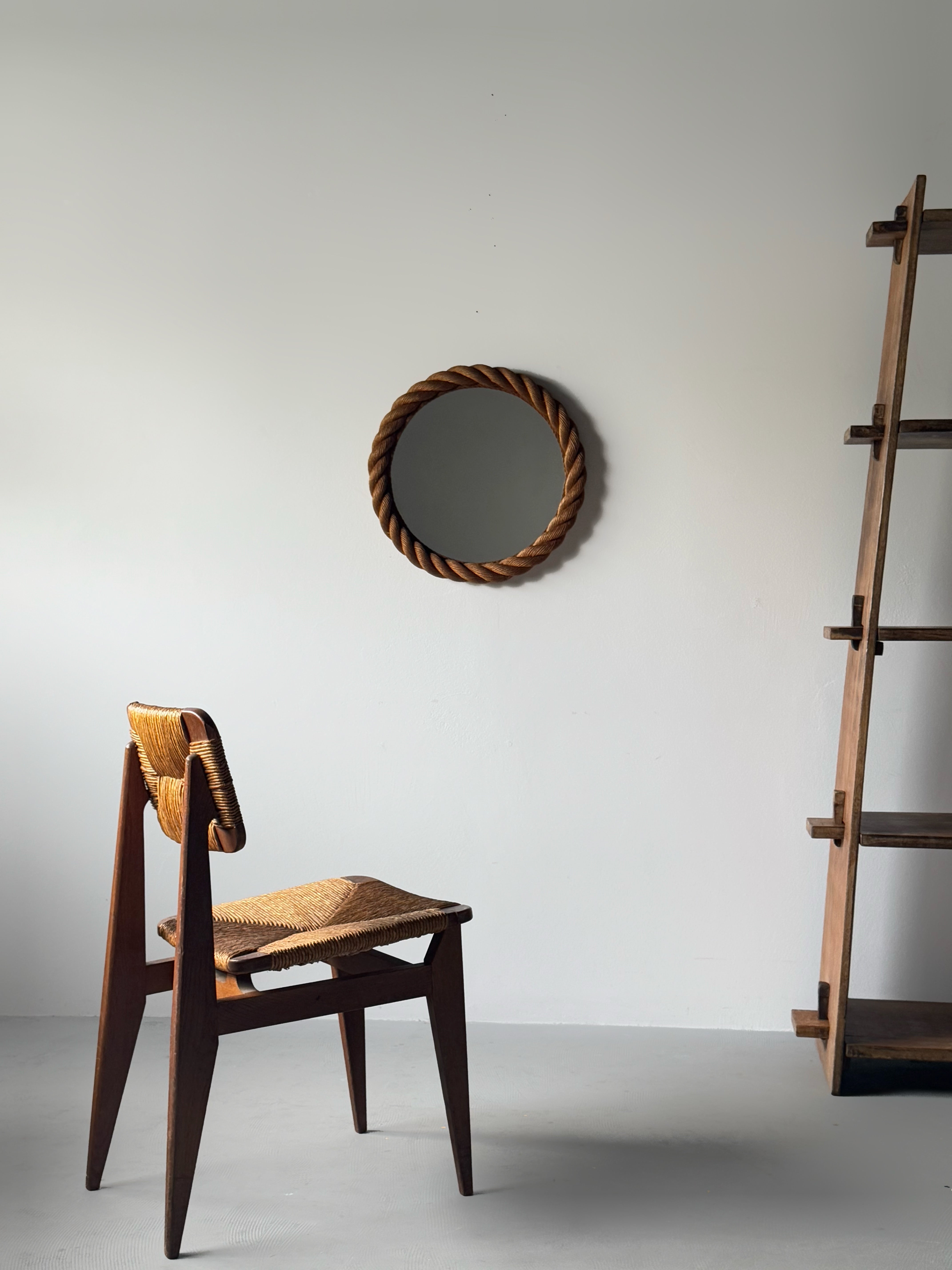 Rope Round Mirror by Audoux & Minet, France 1960s