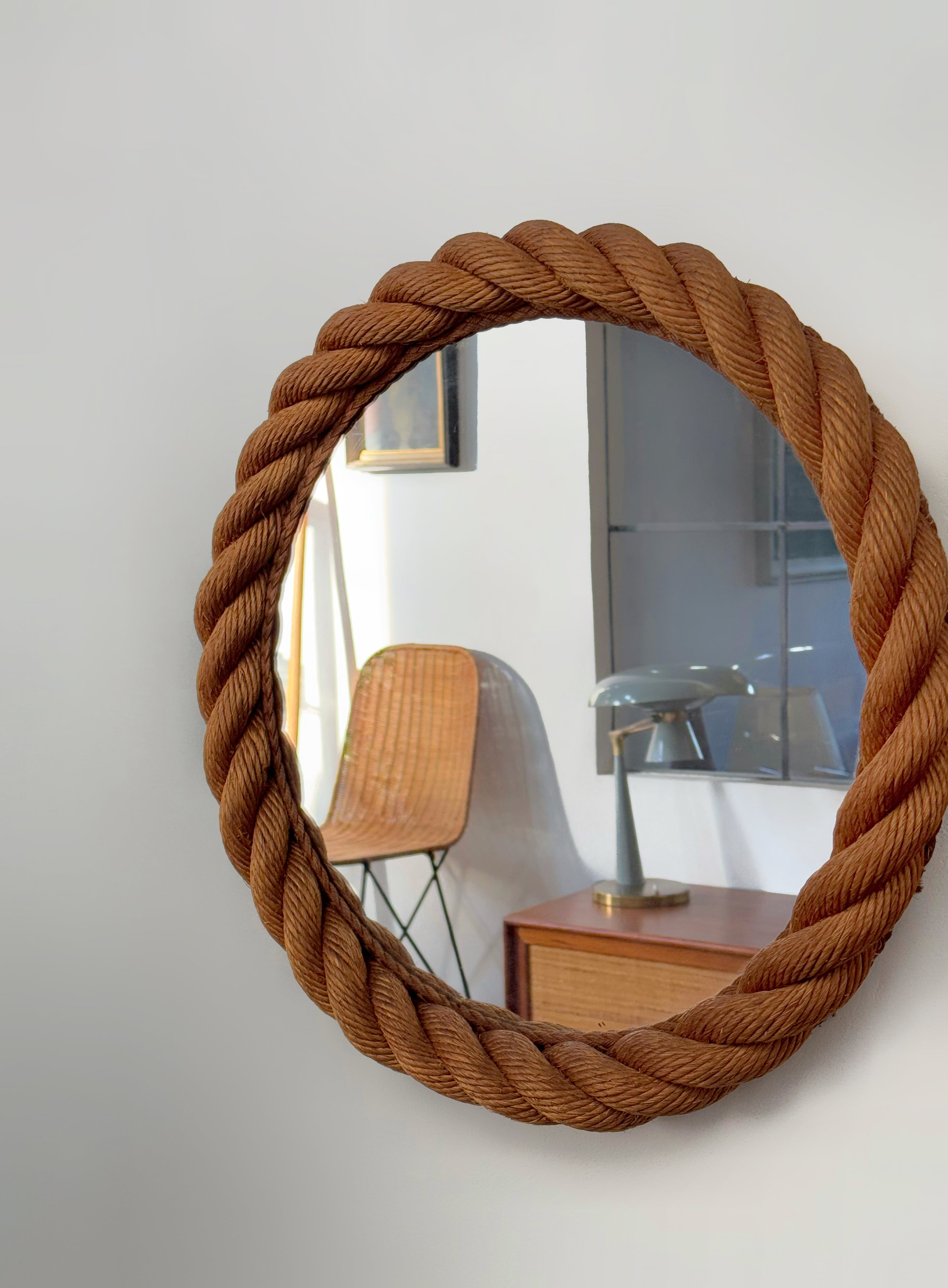 Rope Round Mirror by Audoux & Minet, France 1960s