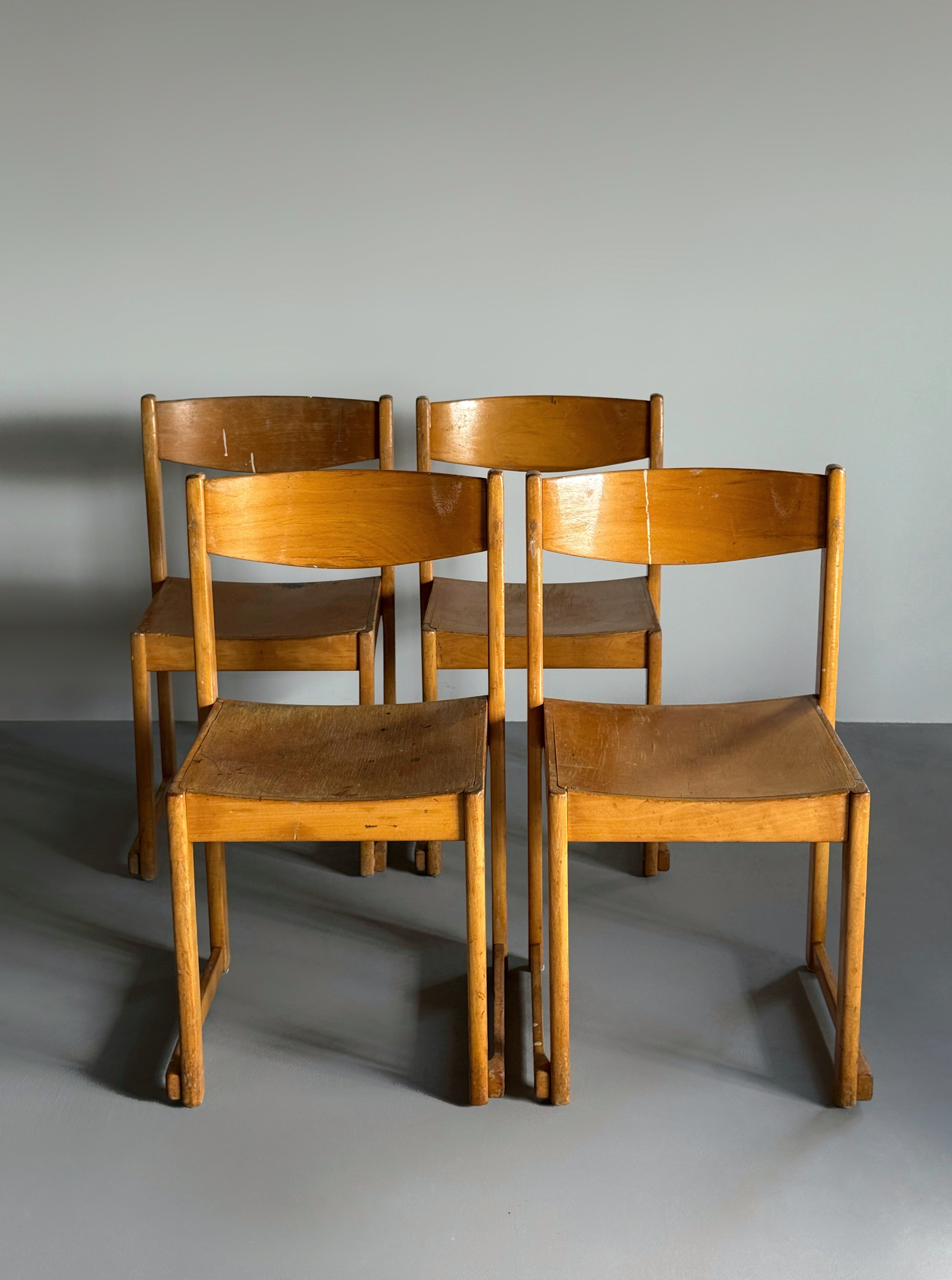 Set of 4 Stackable Chairs by Carl Ewert Ekström