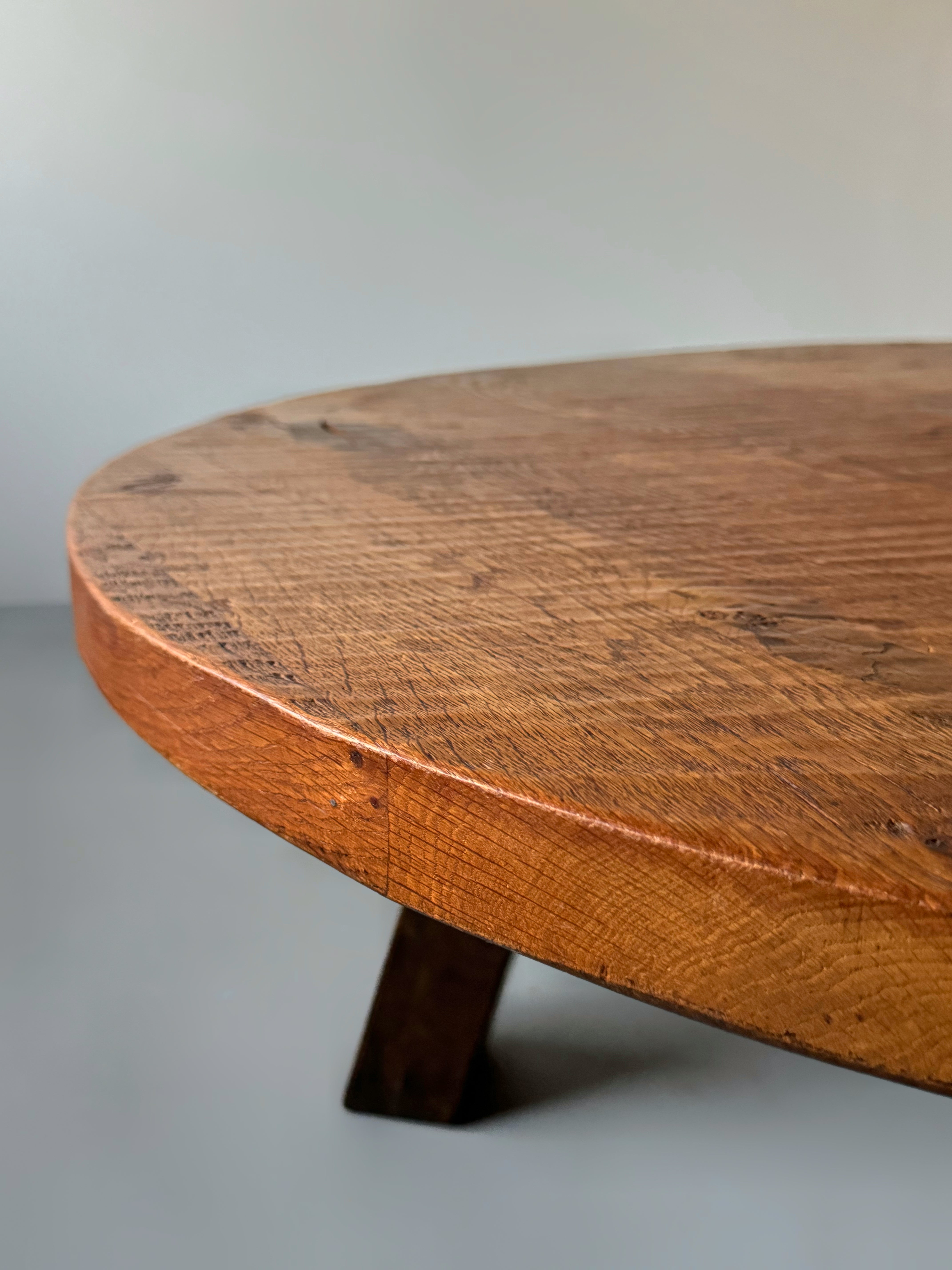 Round Brutalist Coffee Table 1950s