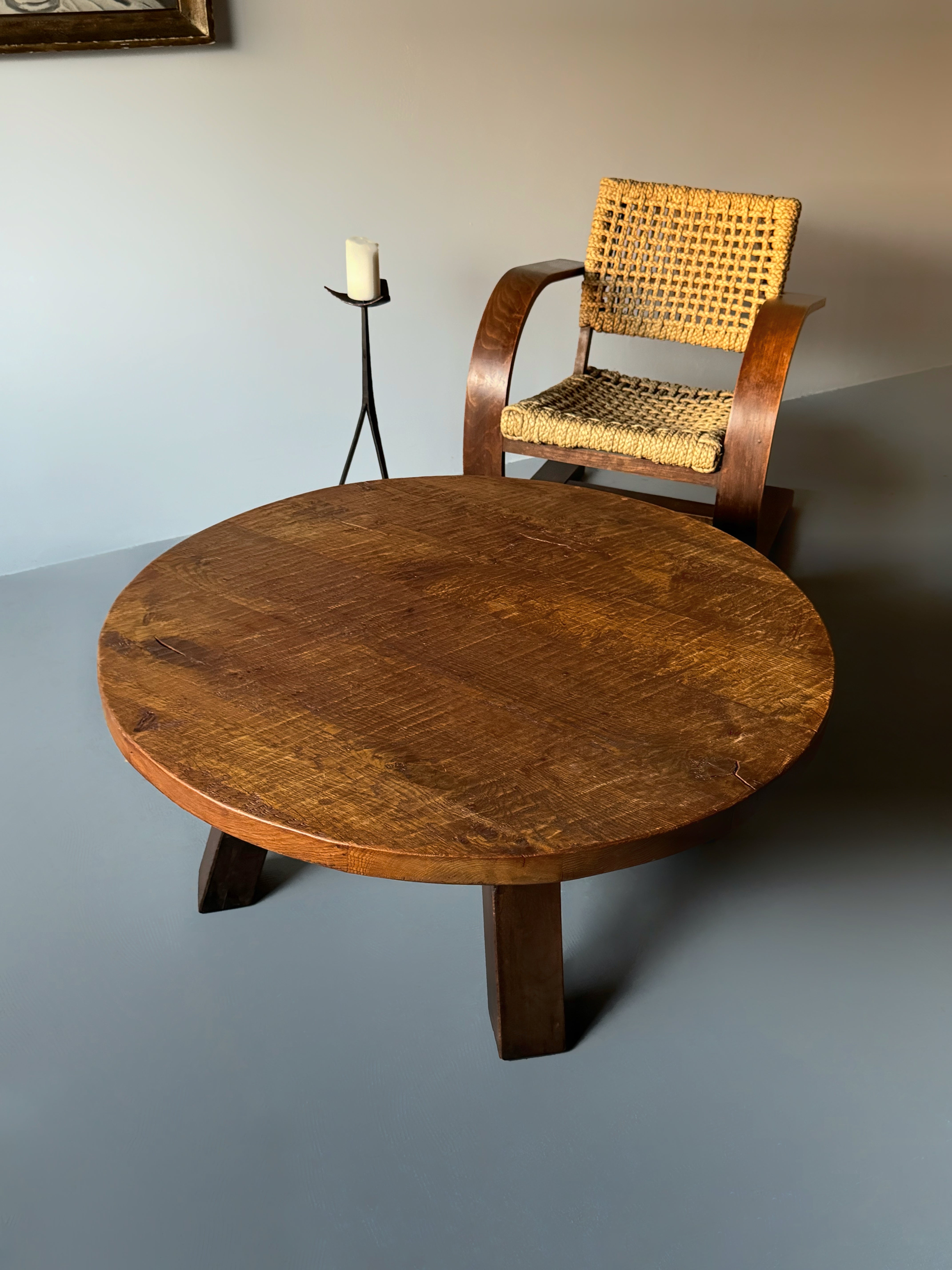 Round Brutalist Coffee Table 1950s