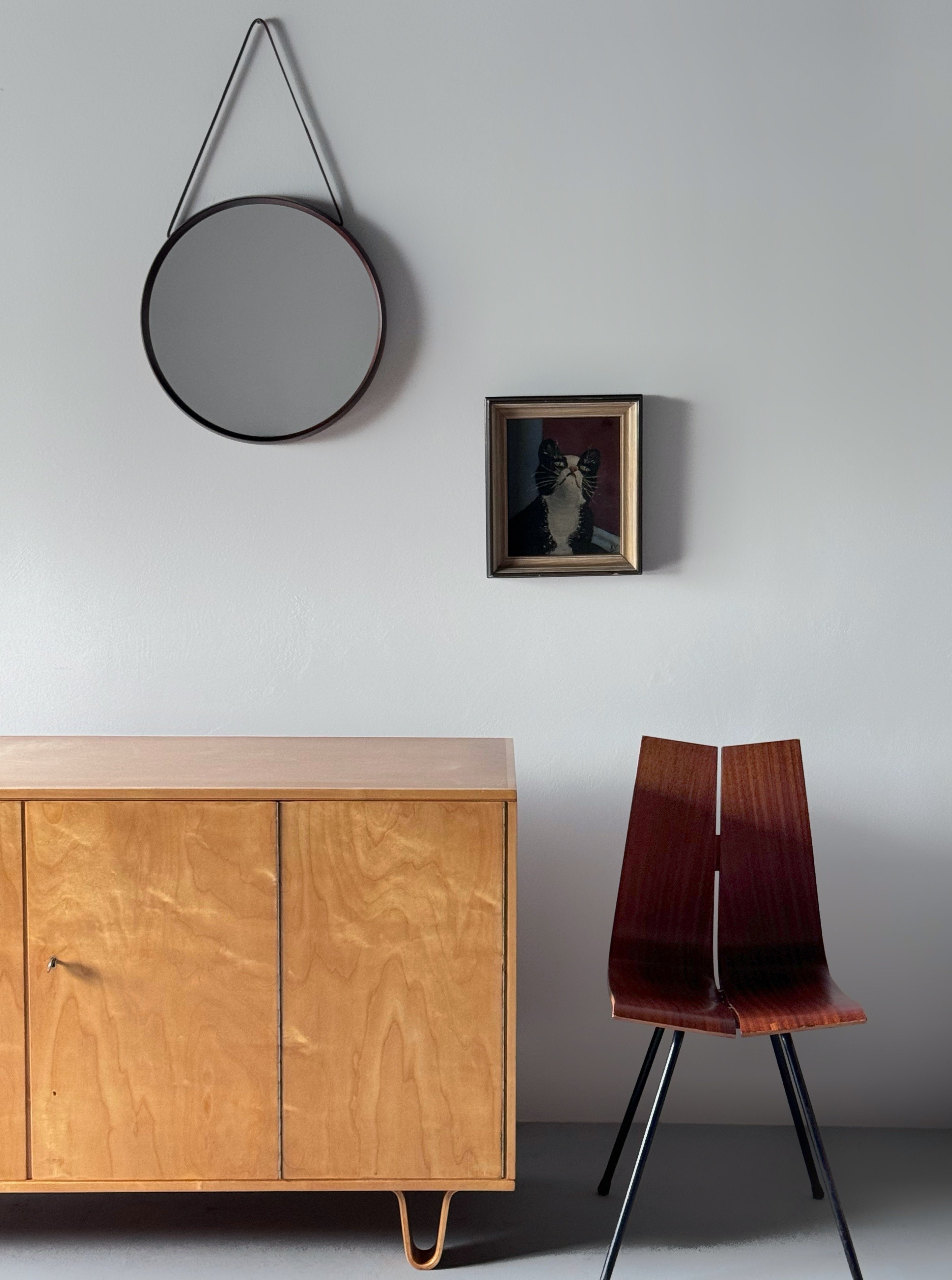 Wall mirror in rosewood and Leather by Uno & Östen Kristiansson for Luxus Vittsjö Möbelfabrik, 1960s Sweden