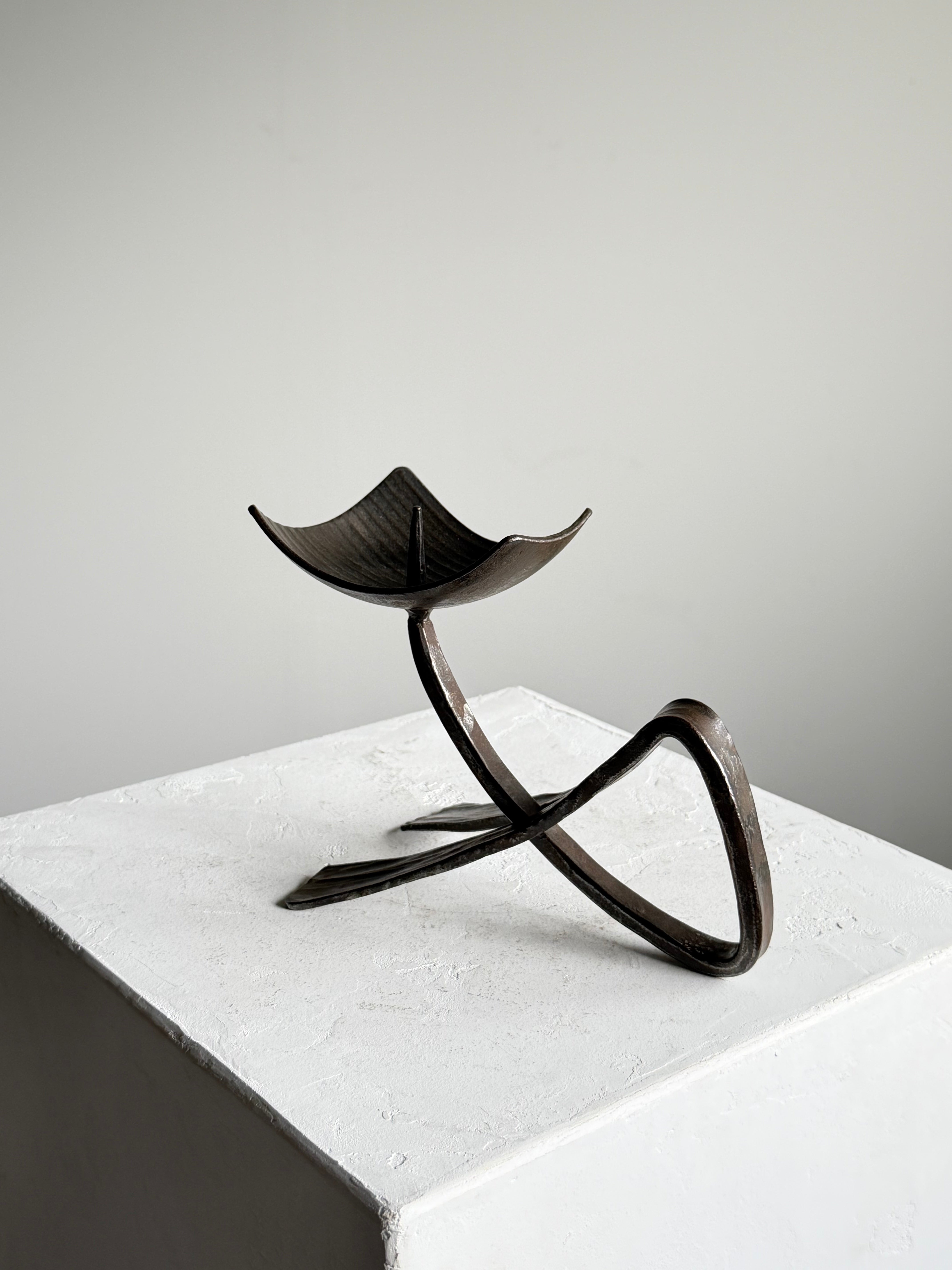 Sculptural Iron Candle Holder
