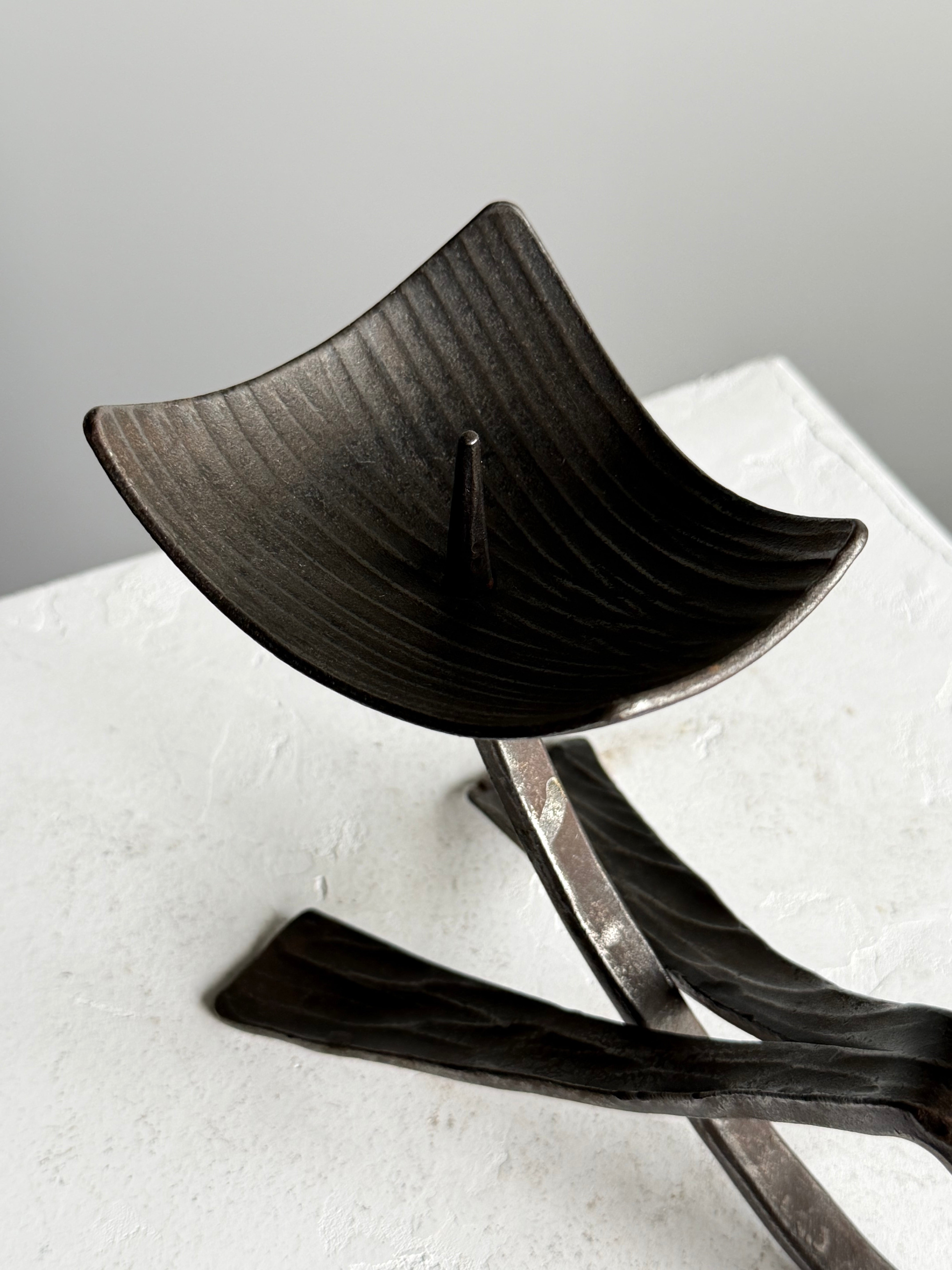 Sculptural Iron Candle Holder