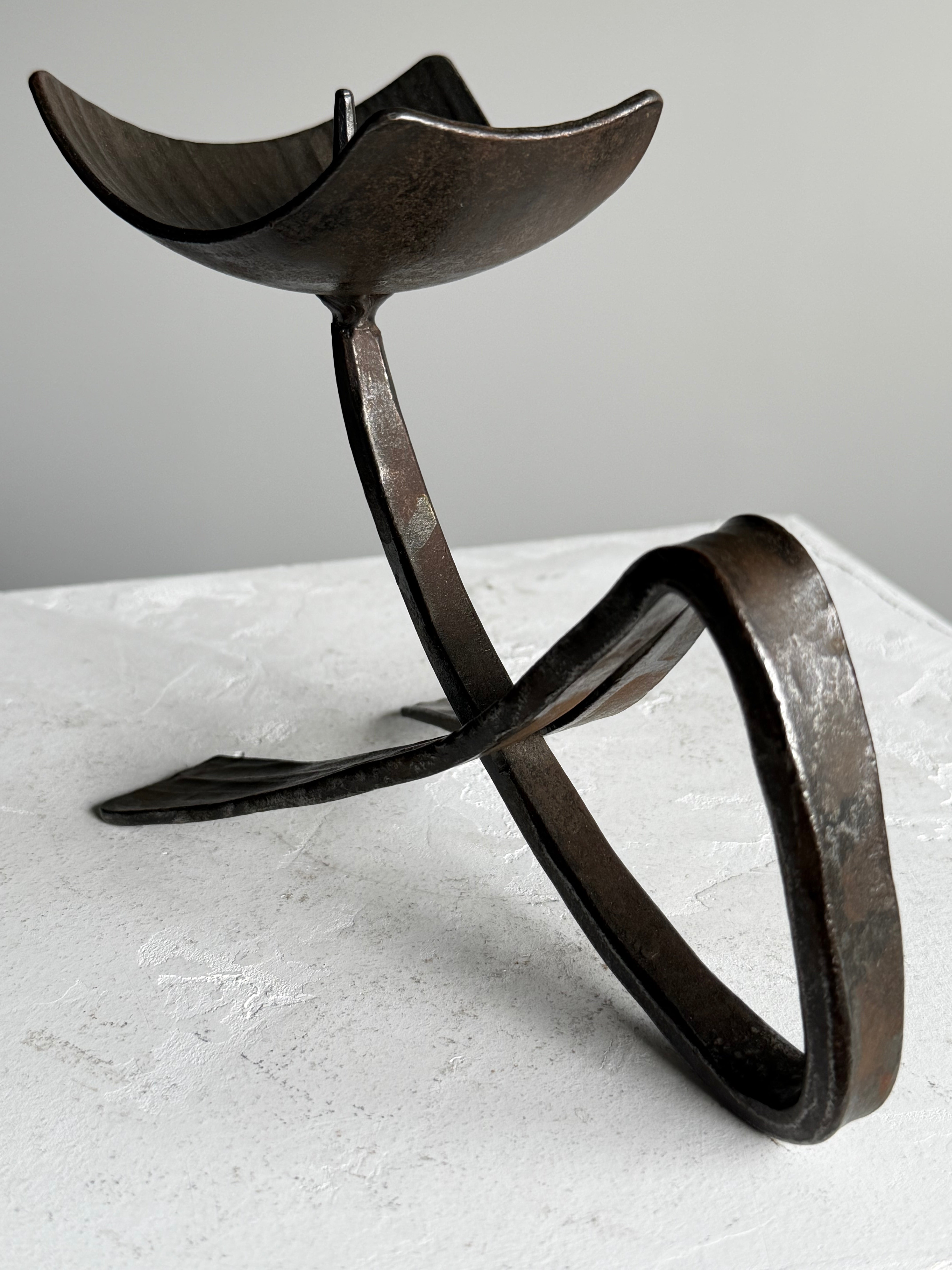 Sculptural Iron Candle Holder
