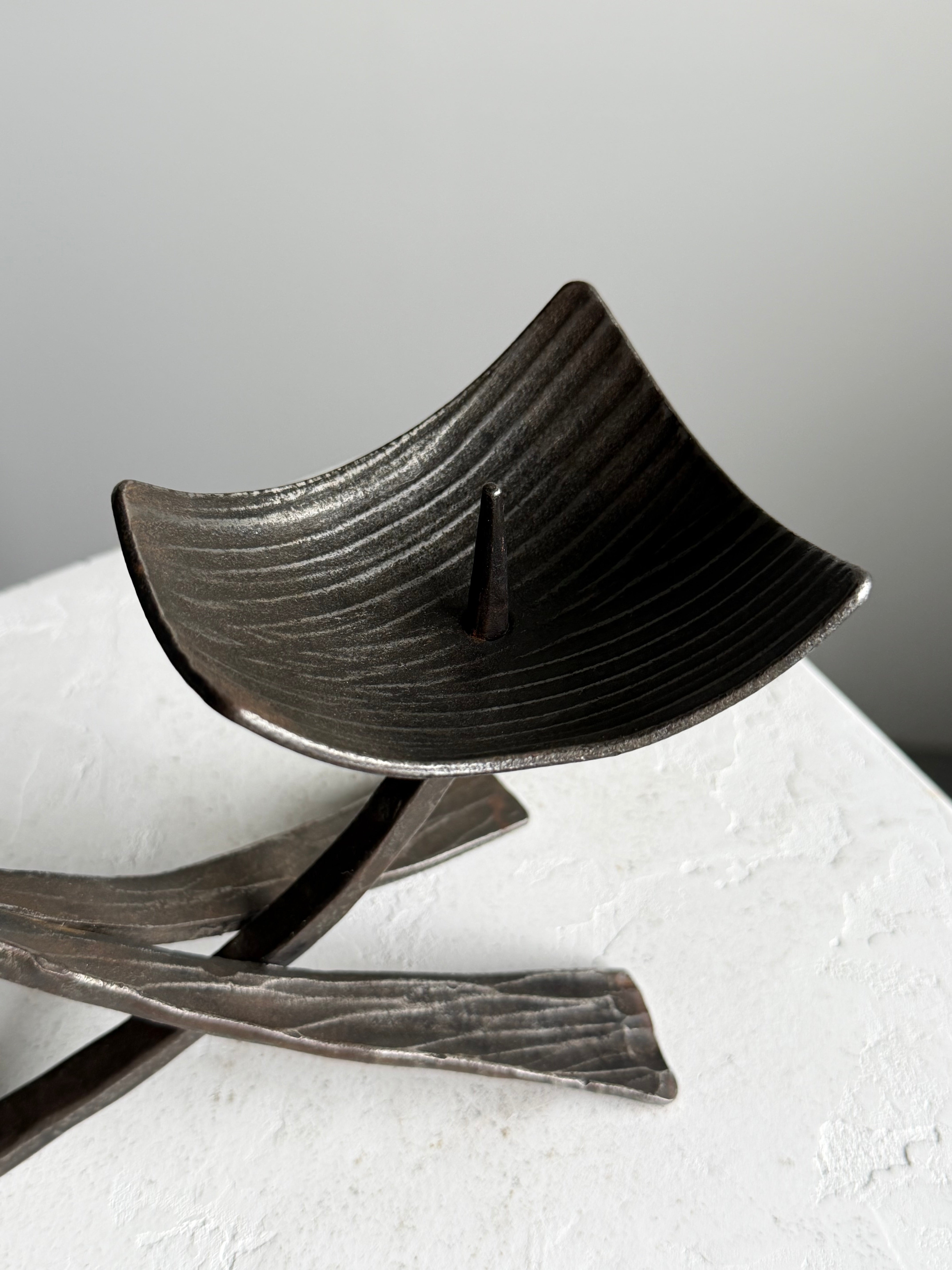 Sculptural Iron Candle Holder